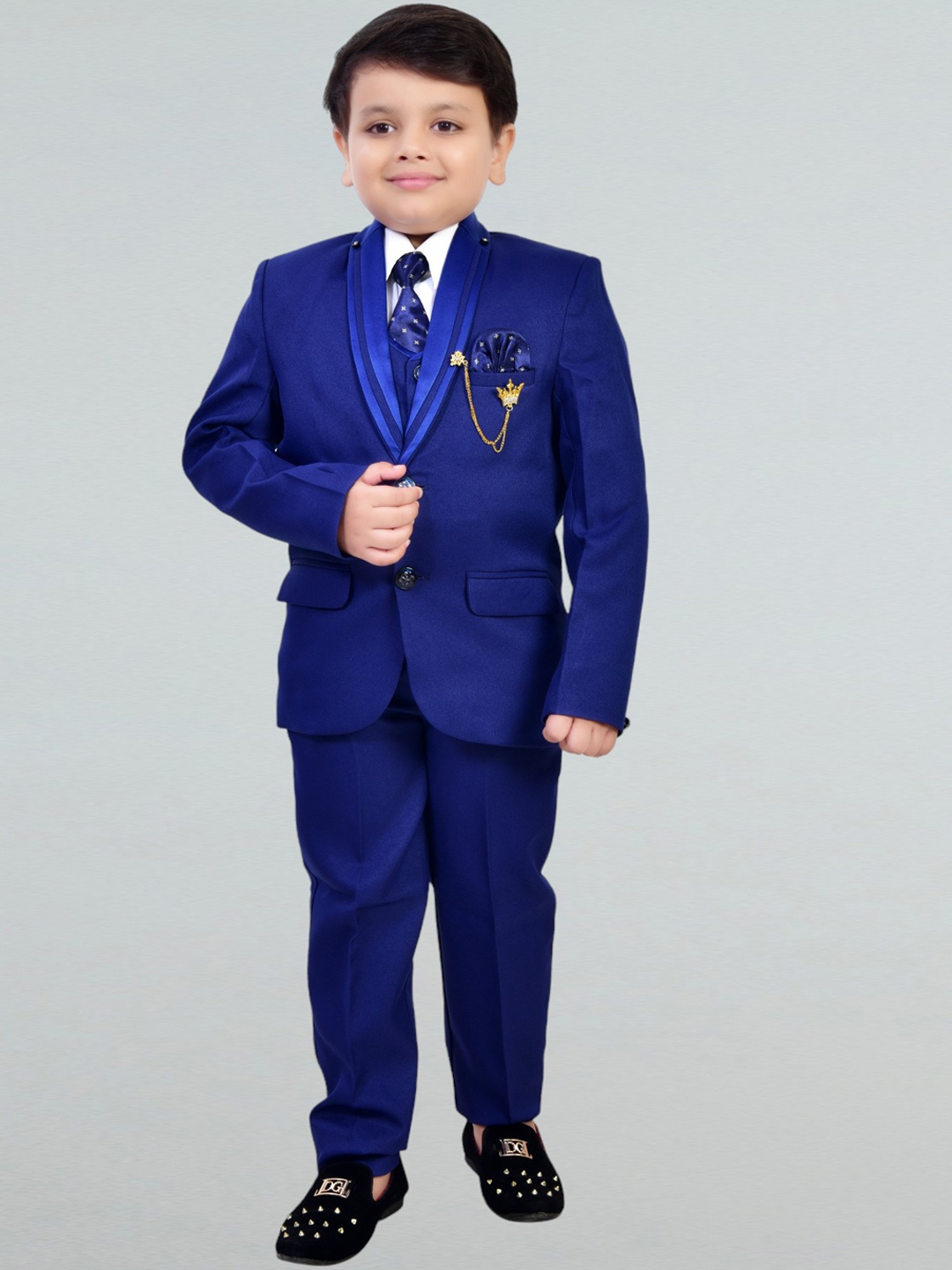 

BT DEZINES Boys 5-Piece Single-Breasted Suits, Blue