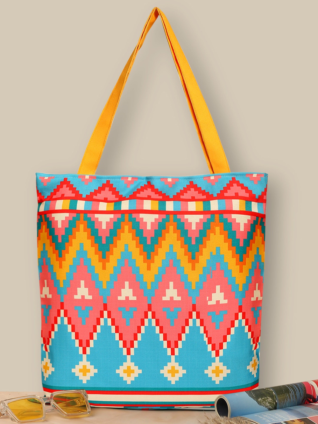 The Purple Tree Geometric Printed Shopper Tote Bag, Multi
