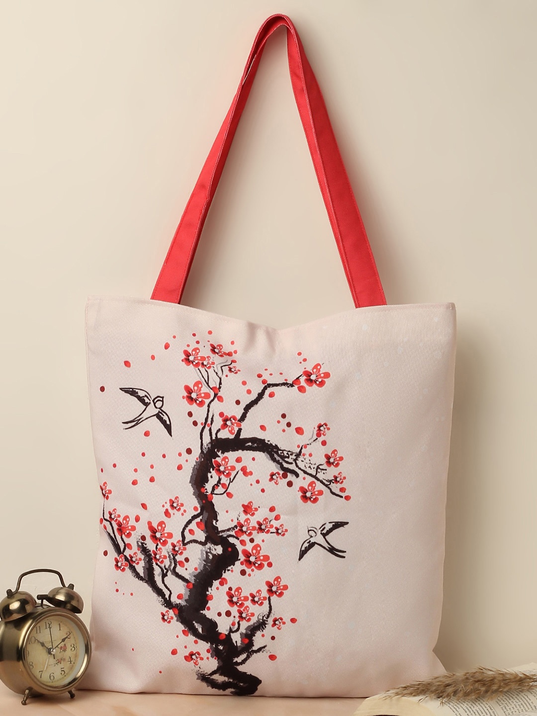 

The Purple Tree Floral Structured Tote Bag, Beige