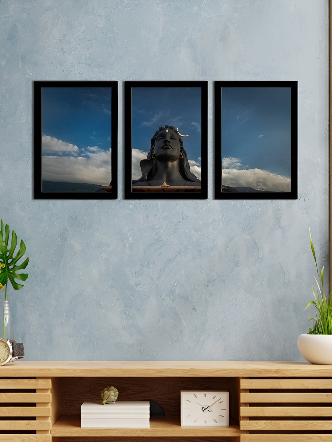 

WENS Black 3 Pieces Synthetic Wooden Religious Paintings Wall Art