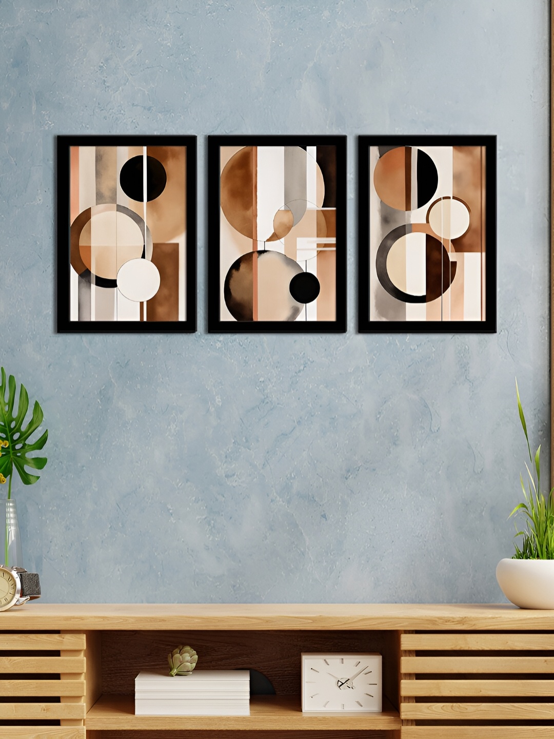 

WENS Beige & Brown 3 Pieces Synthetic Wooden Paintings Wall Art
