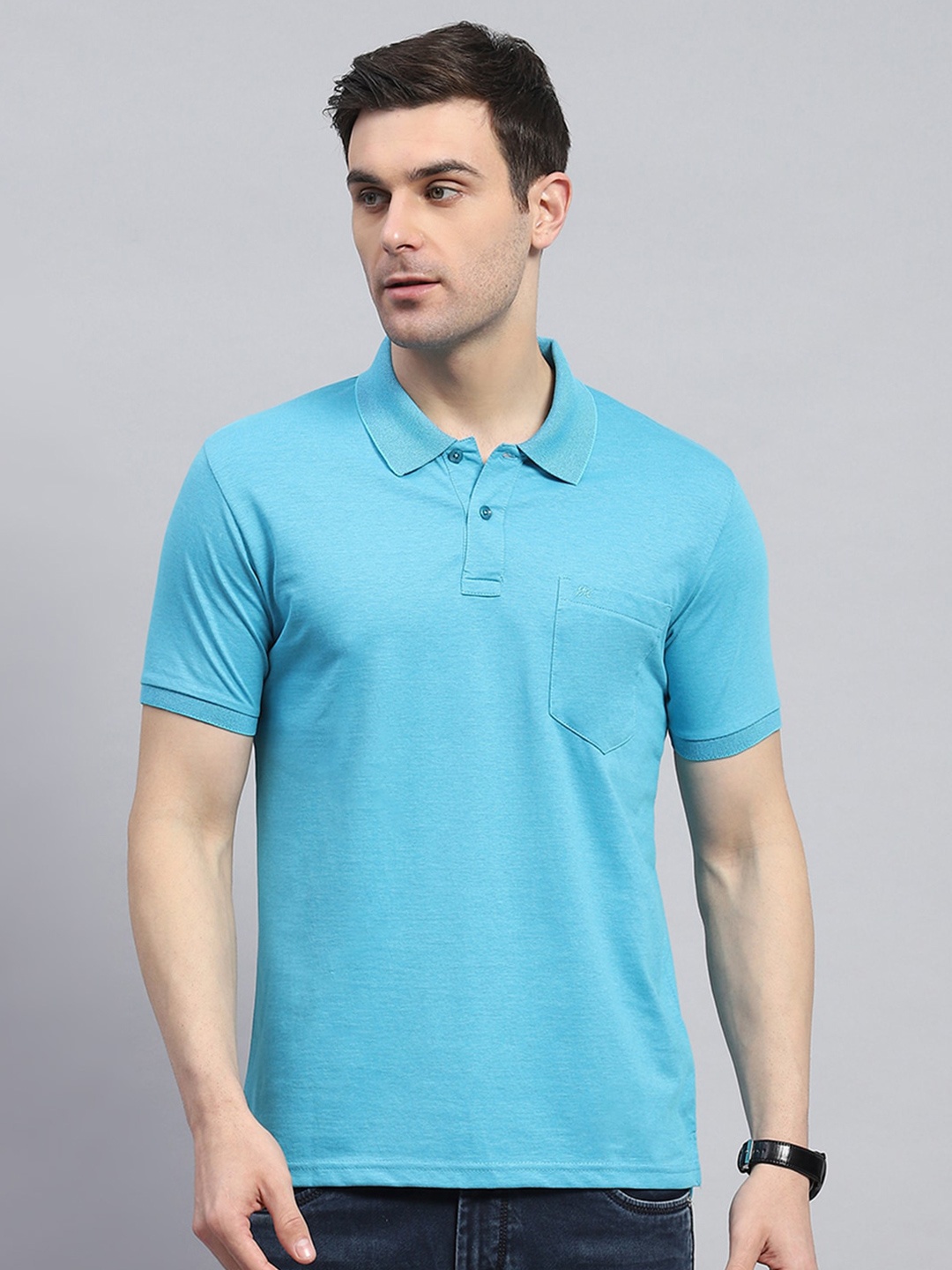 

Monte Carlo Men Polo Collar Pockets T-shirt, Blue