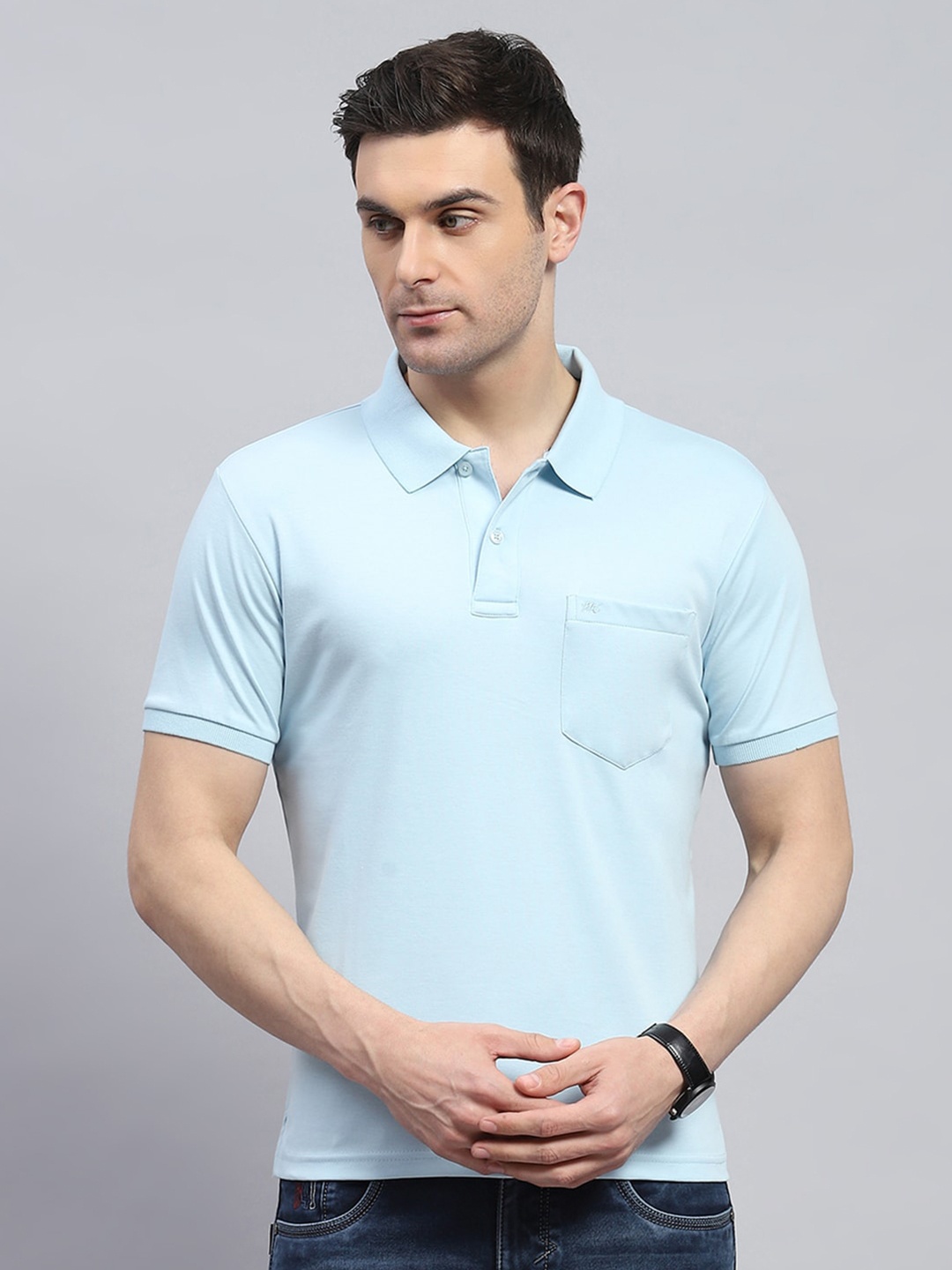 

Monte Carlo Men Polo Collar Pockets T-shirt, Blue