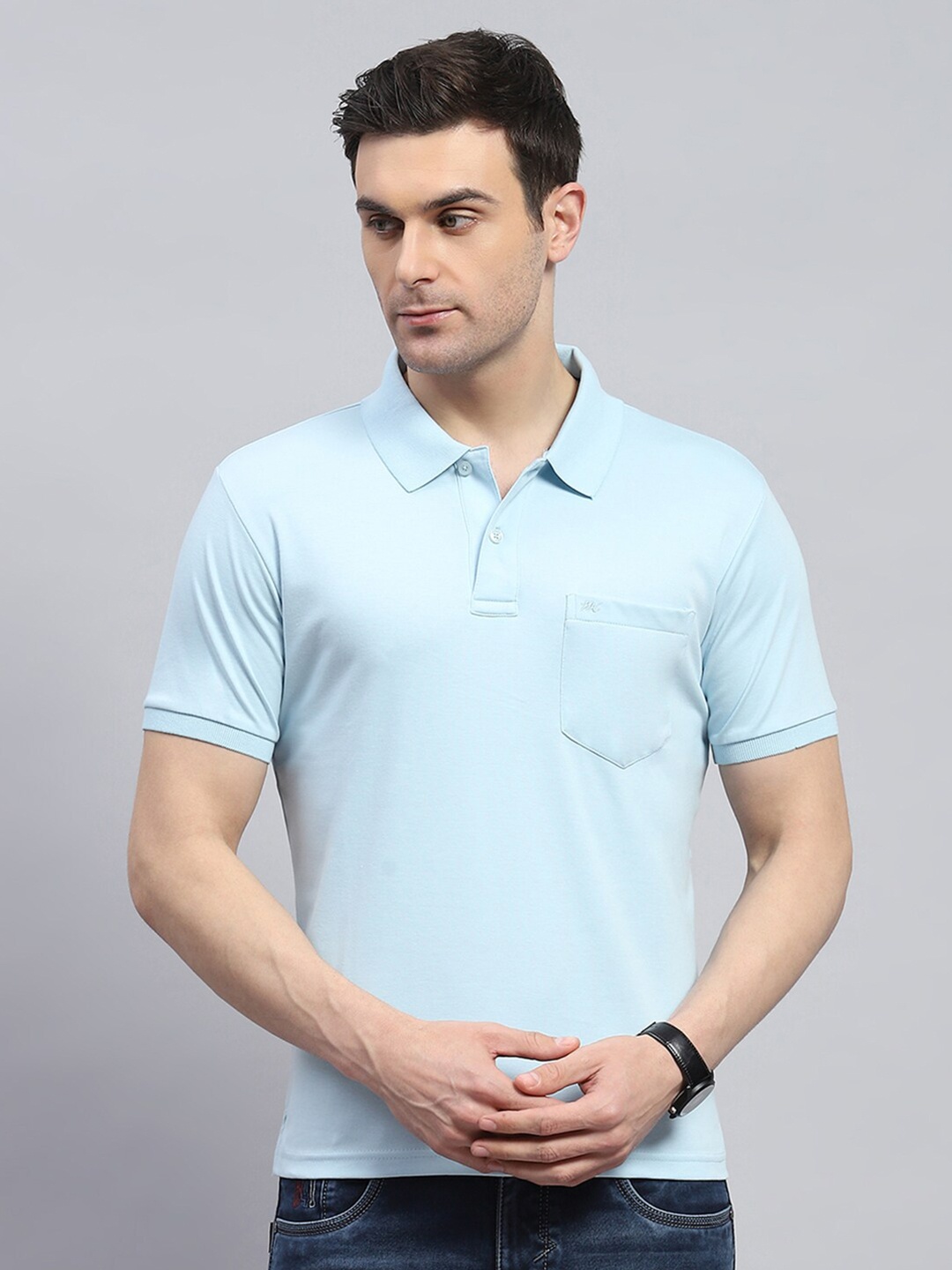 

Monte Carlo Men Polo Collar Pockets T-shirt, Blue