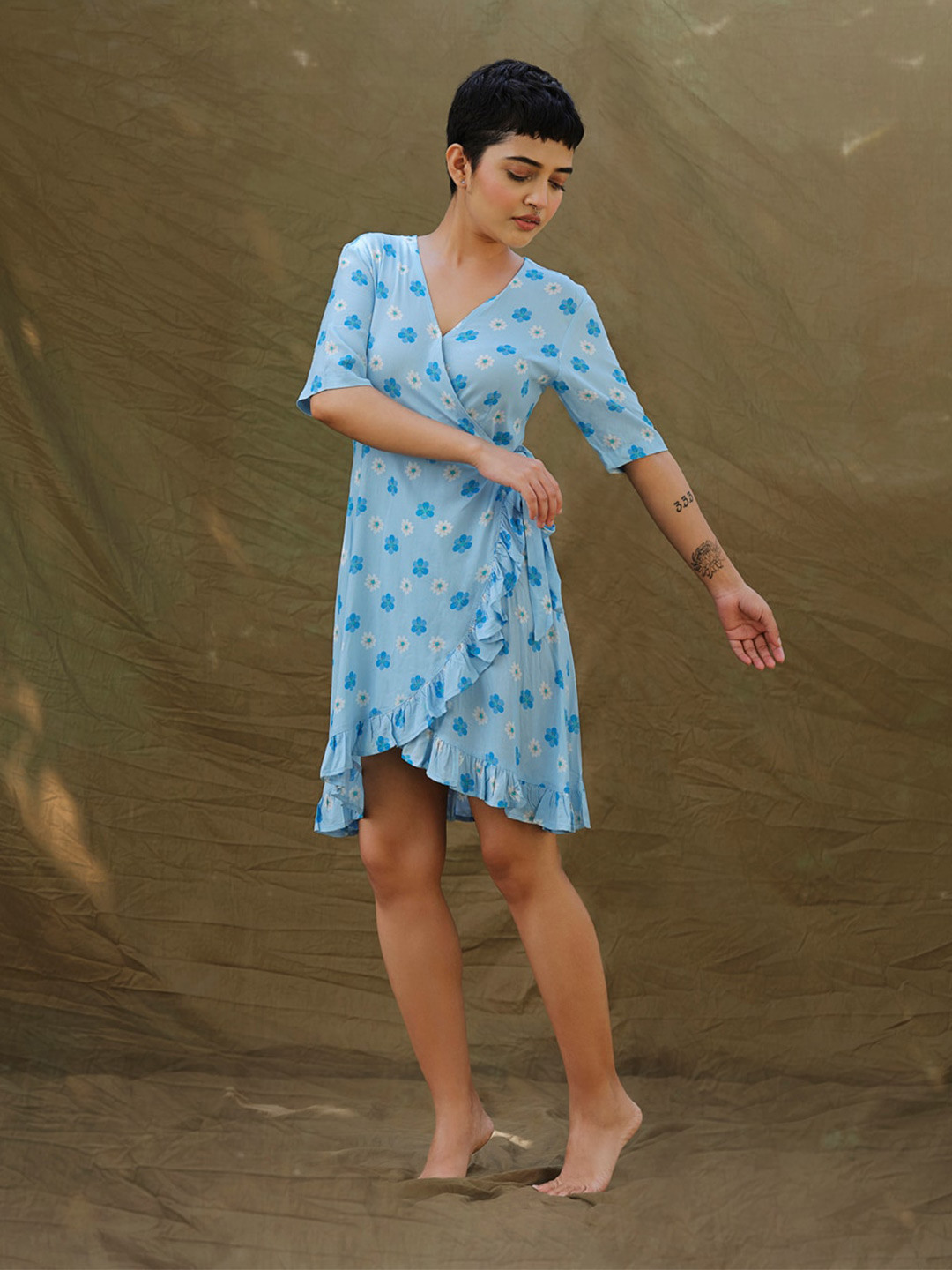 

DELAN Polka Dot Print Dress, Blue