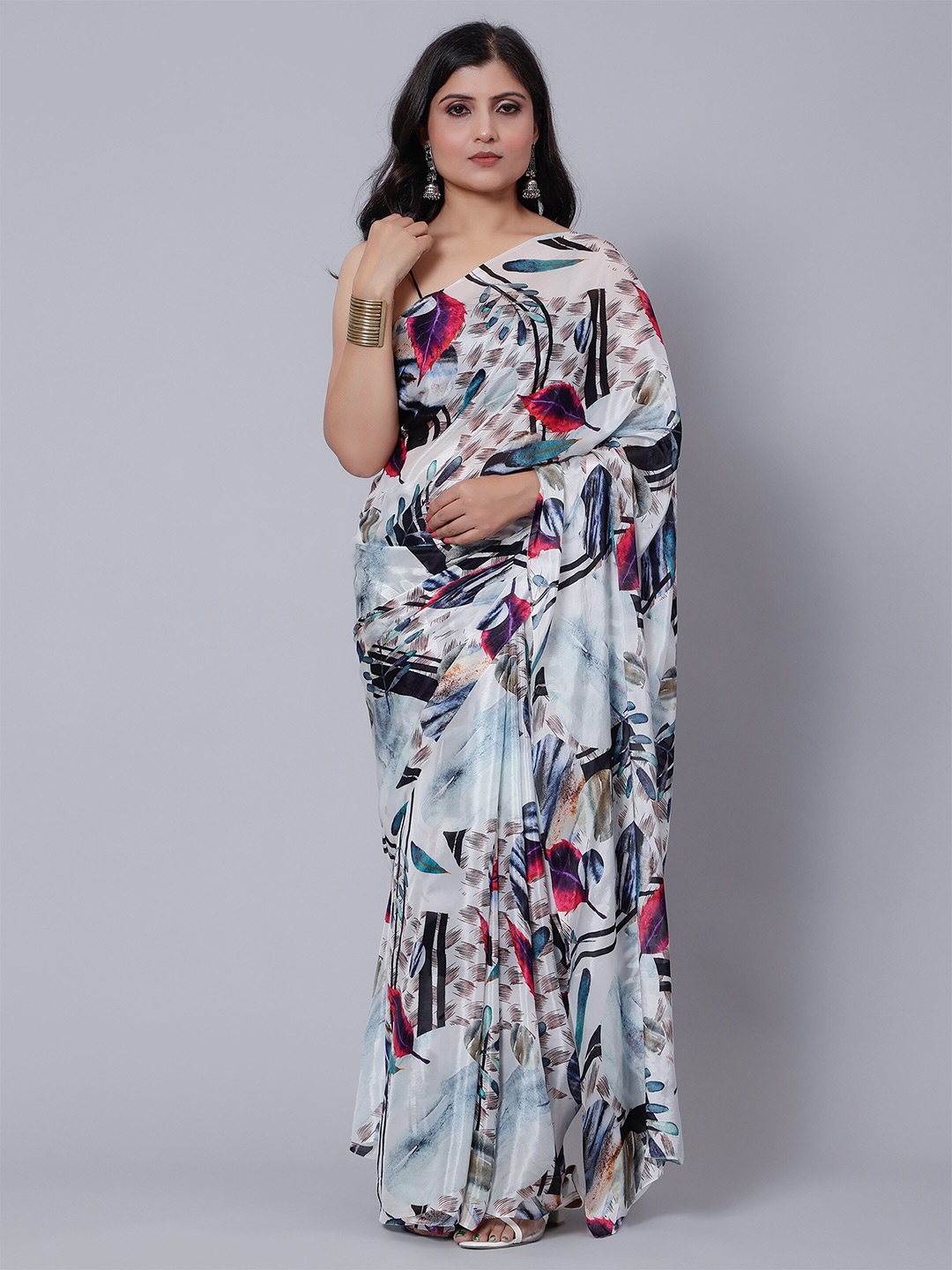 

Sawere Floral Printed Saree, White