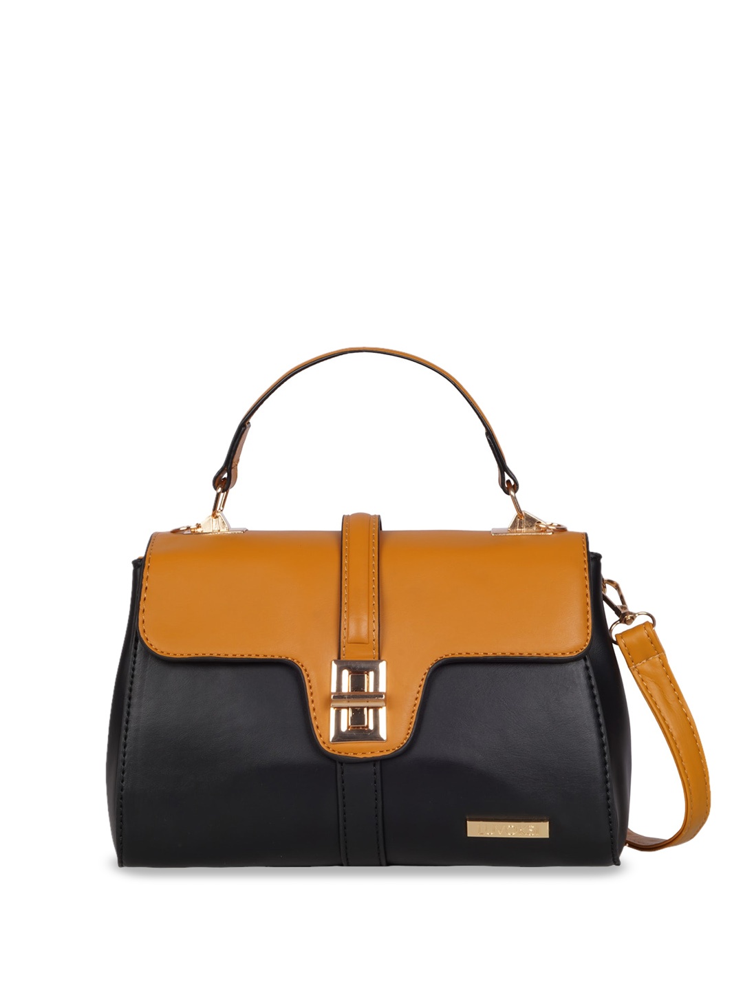 

Luvoksi Colourblocked Structured Satchel Bag, Black