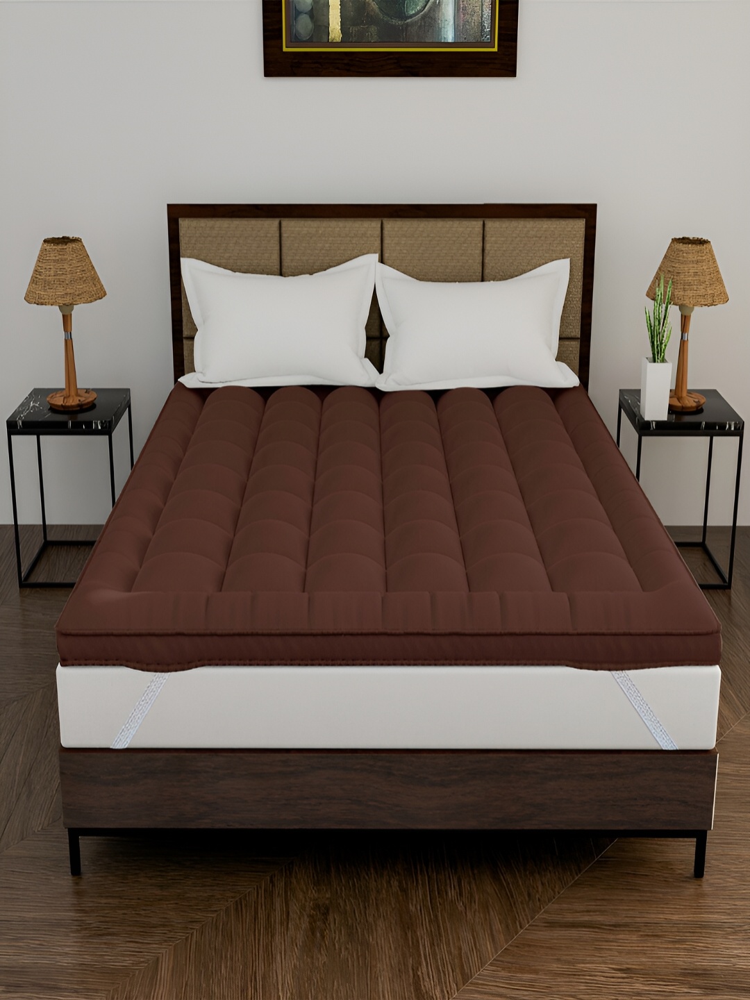 

DAKSH Brown Quilted Breathable Cotton Mattress Protector