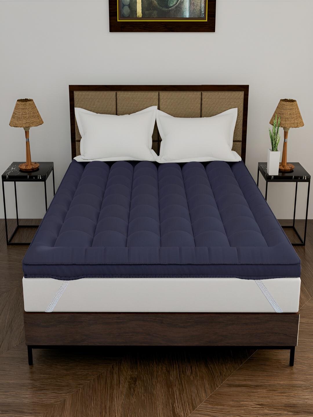 

DAKSH Blue Quilted Breathable Cotton Queen Mattress Protector
