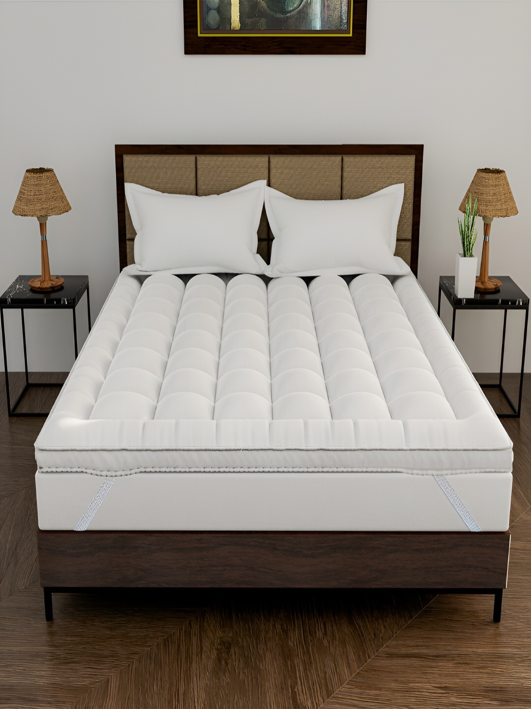 

DAKSH White Quilted Breathable Cotton Queen Mattress Protector