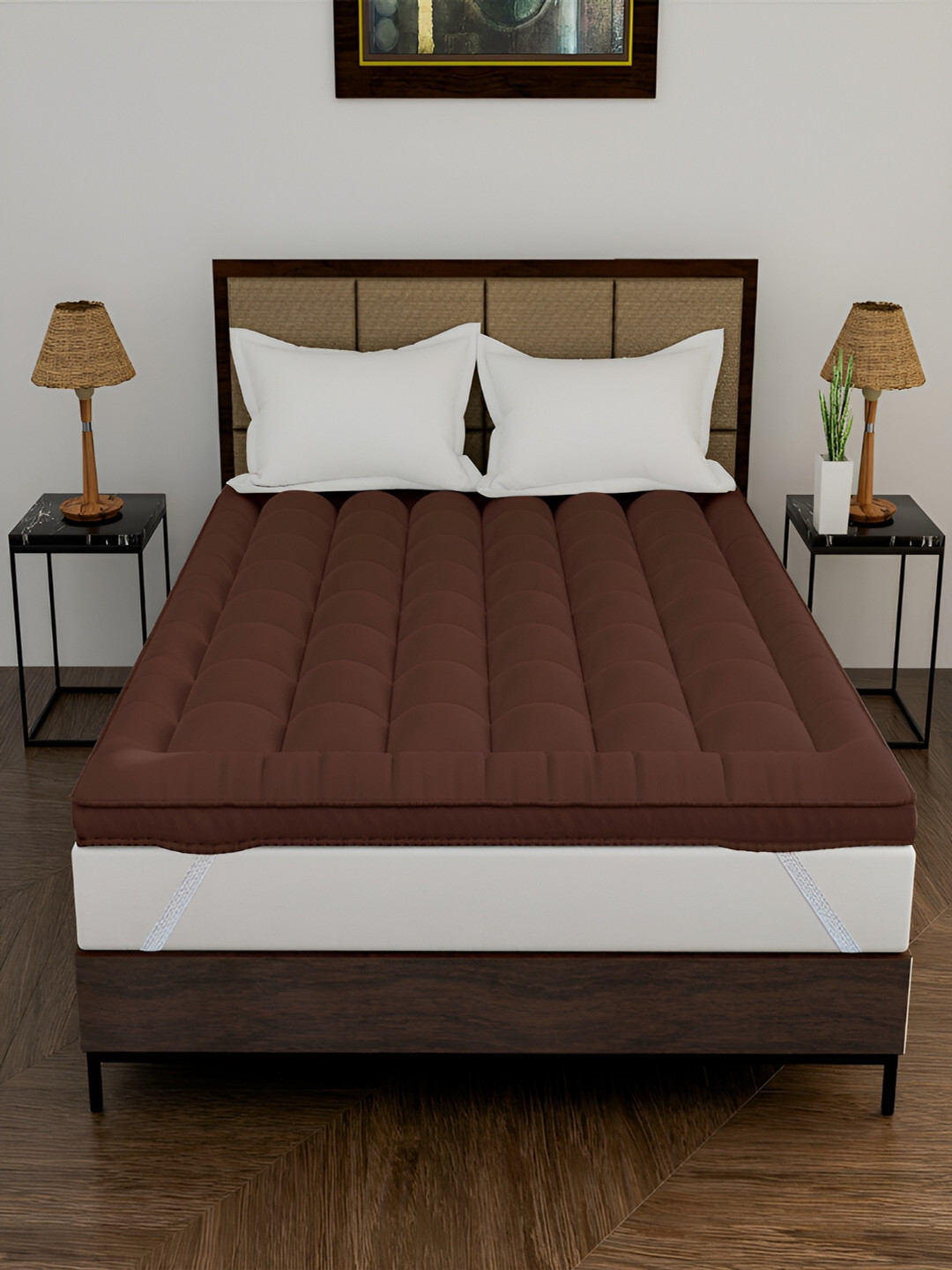 

DAKSH Brown Quilted Breathable Cotton King Mattress Protector