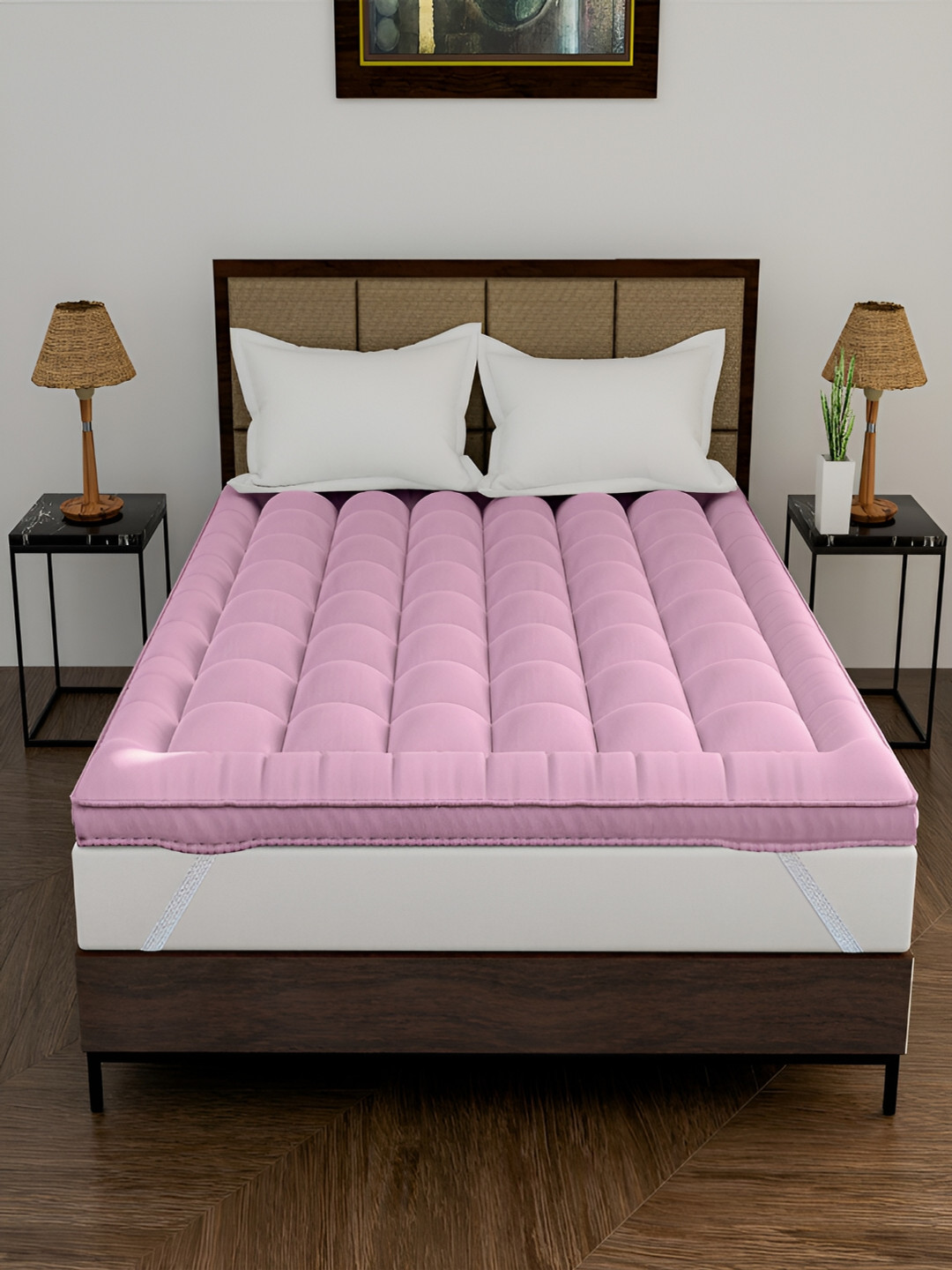 

DAKSH Pink Quilted Breathable Cotton Mattress Protector