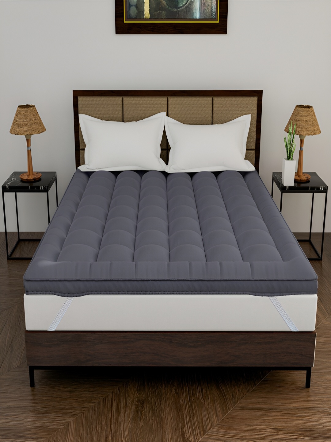 

DAKSH Grey Cotton Microfibre Filling Breathable Mattress Protector