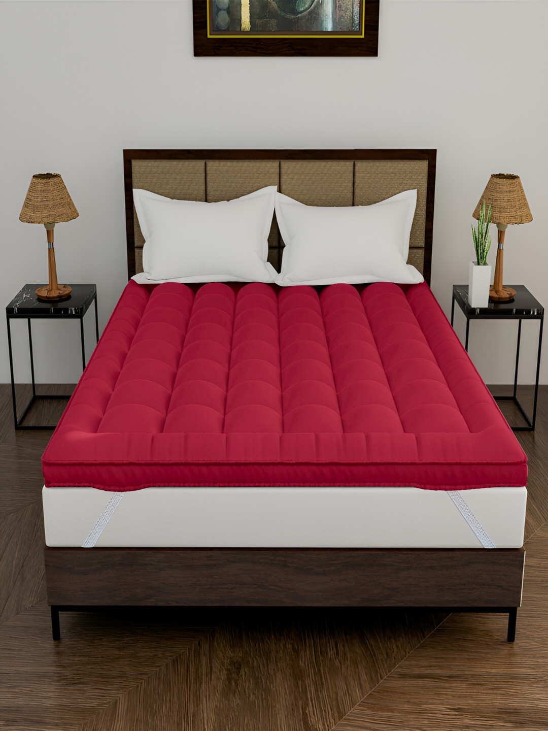 

DAKSH Red Cotton Microfiber Filling Breathable King Size Mattress Protector