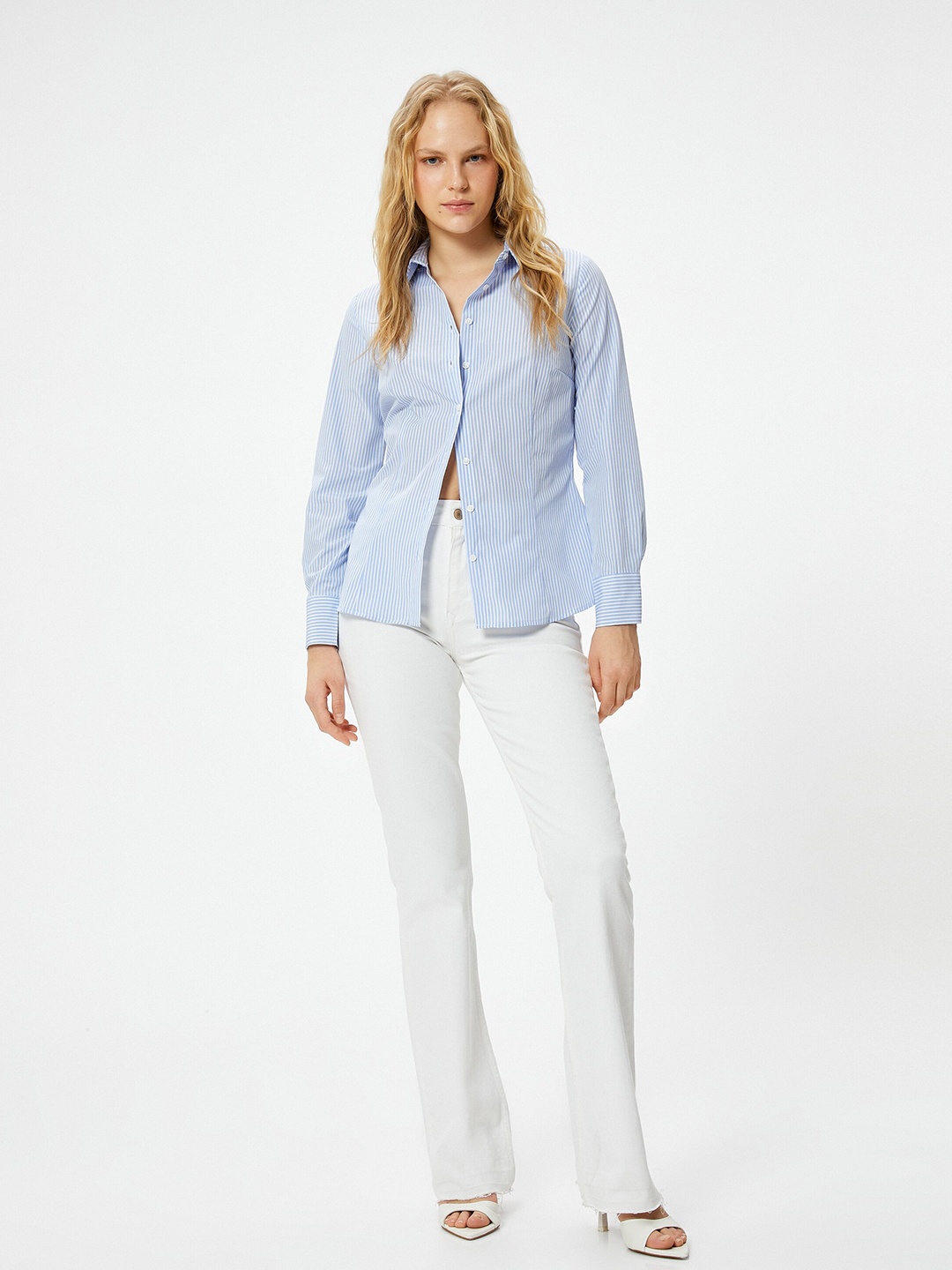 

Koton Women Slim Fit Opaque Casual Shirt, Blue