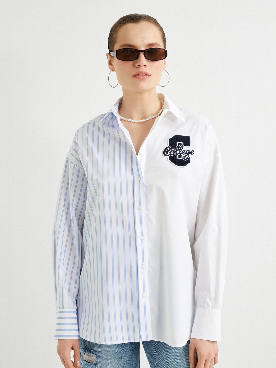 

Koton Women Opaque Striped Casual Shirt, Off white