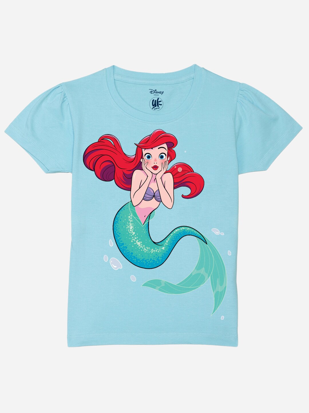 

YK Disney Girls Printed Pure Cotton T-shirt, Blue