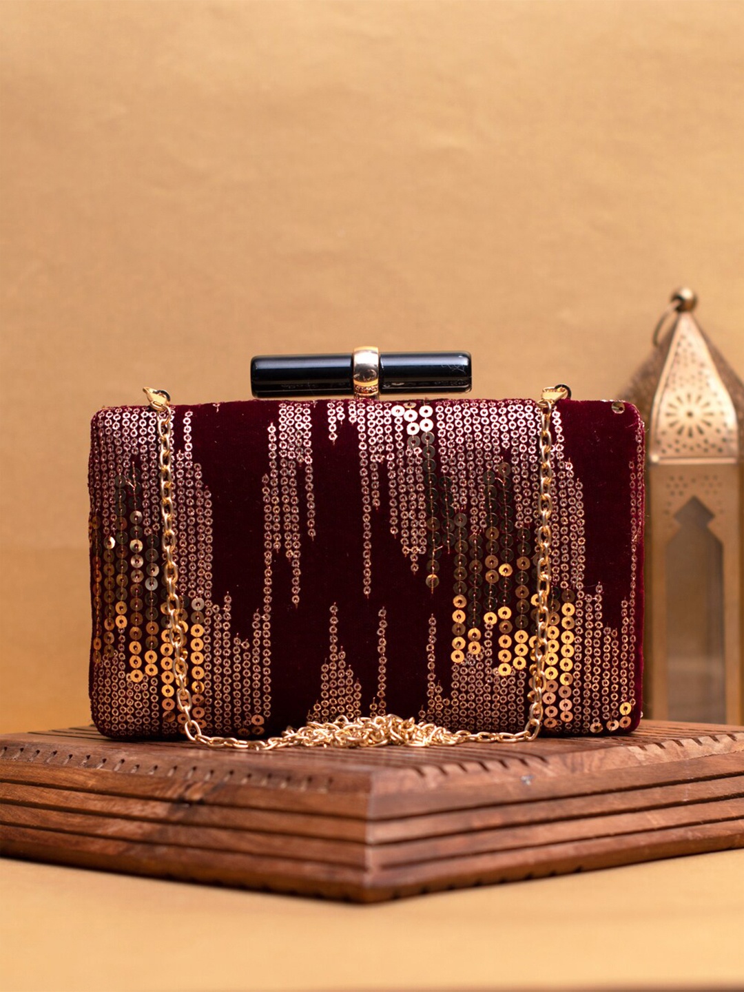

ARTKLIM Embellished Box Clutch, Maroon