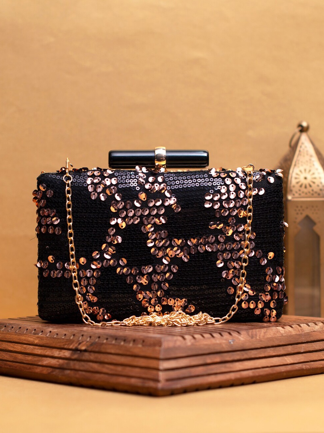 

ARTKLIM Embellished Box Clutch, Black