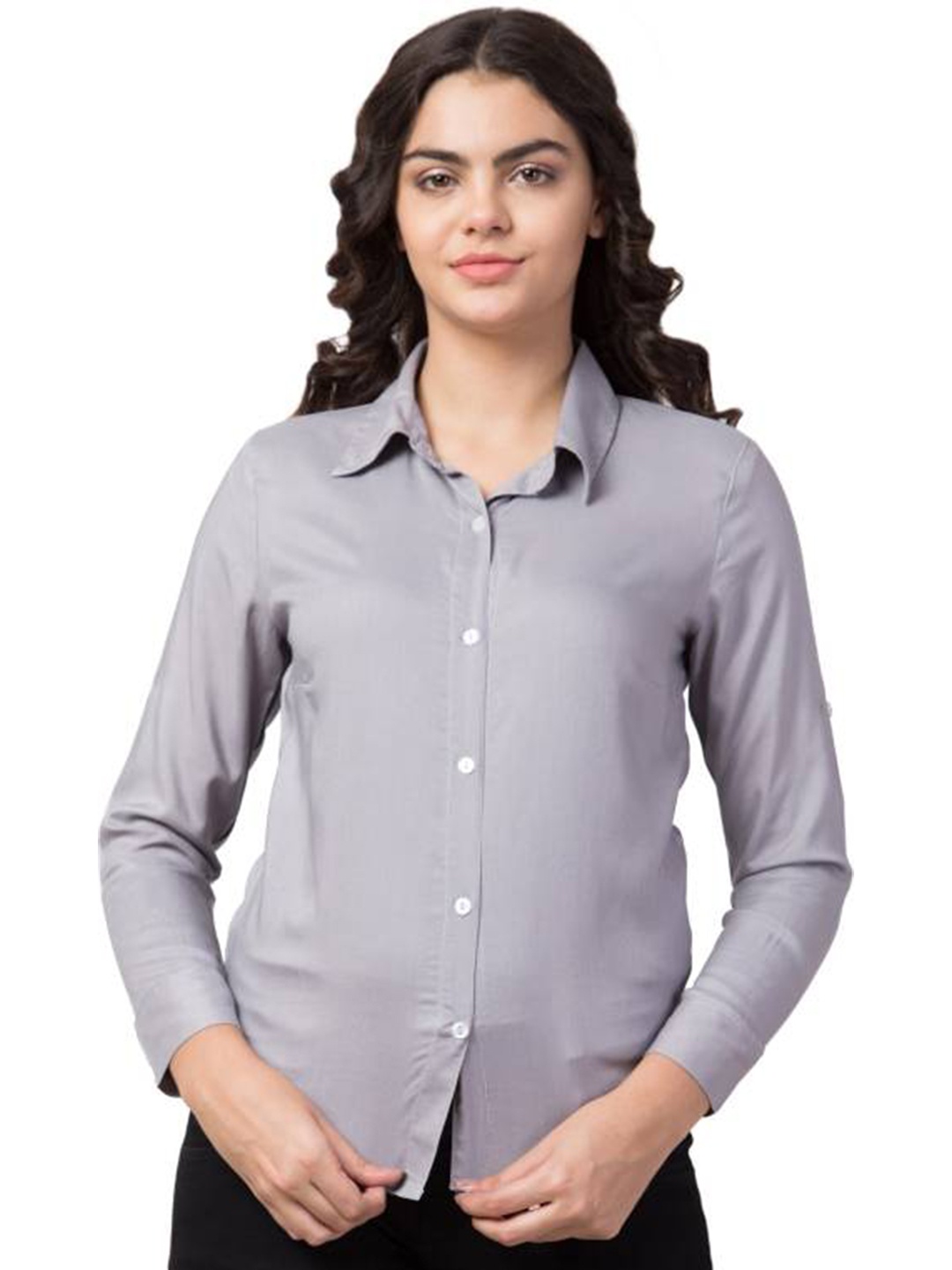

Fab Star Women Classic Opaque Casual Shirt, Grey