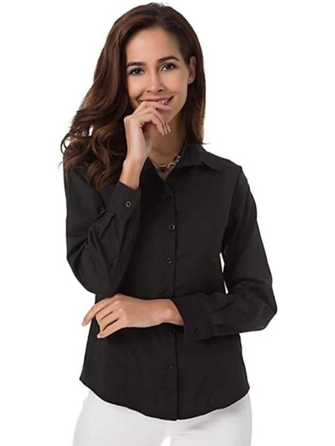 

Fab Star Women Classic Opaque Casual Shirt, Black