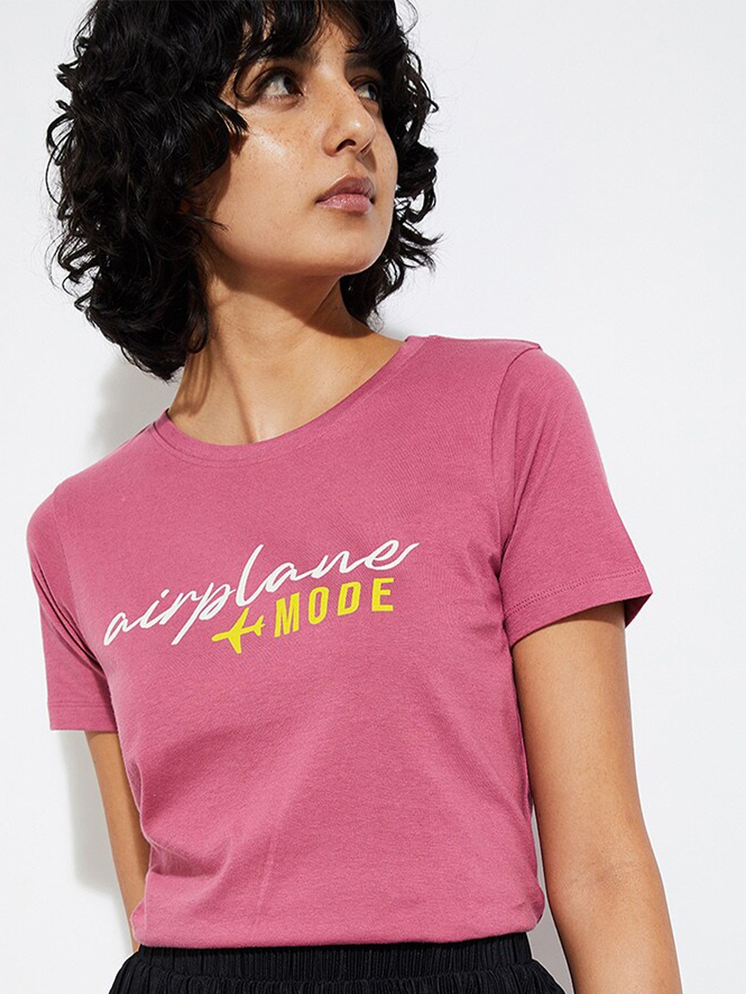 

max URB_N Women Printed Applique T-shirt, Pink