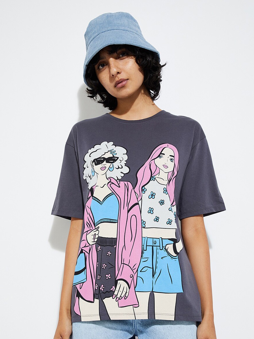 

max URB_N Women Printed T-shirt, Grey
