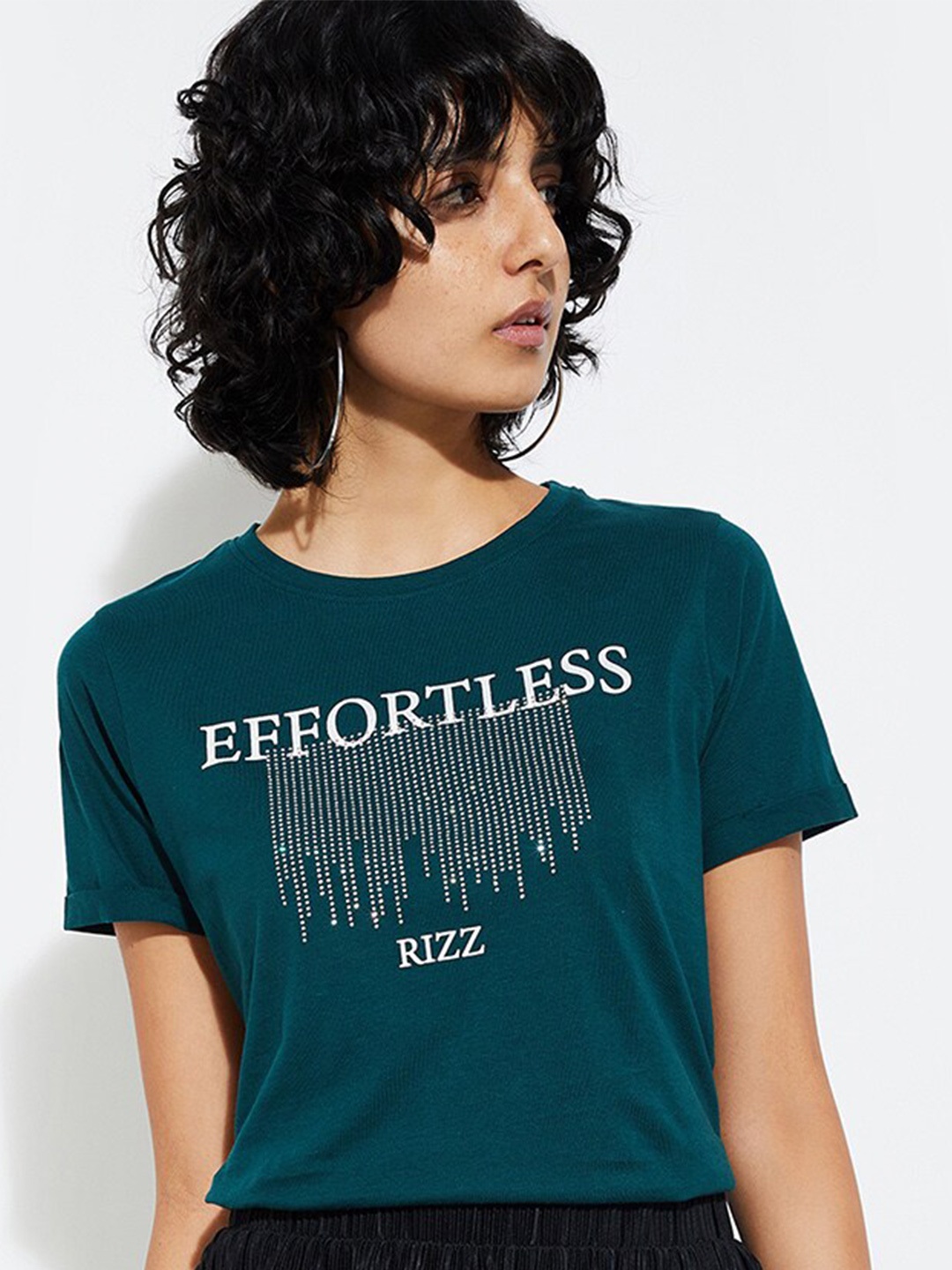 

max URB_N Women Typography T-shirt, Blue