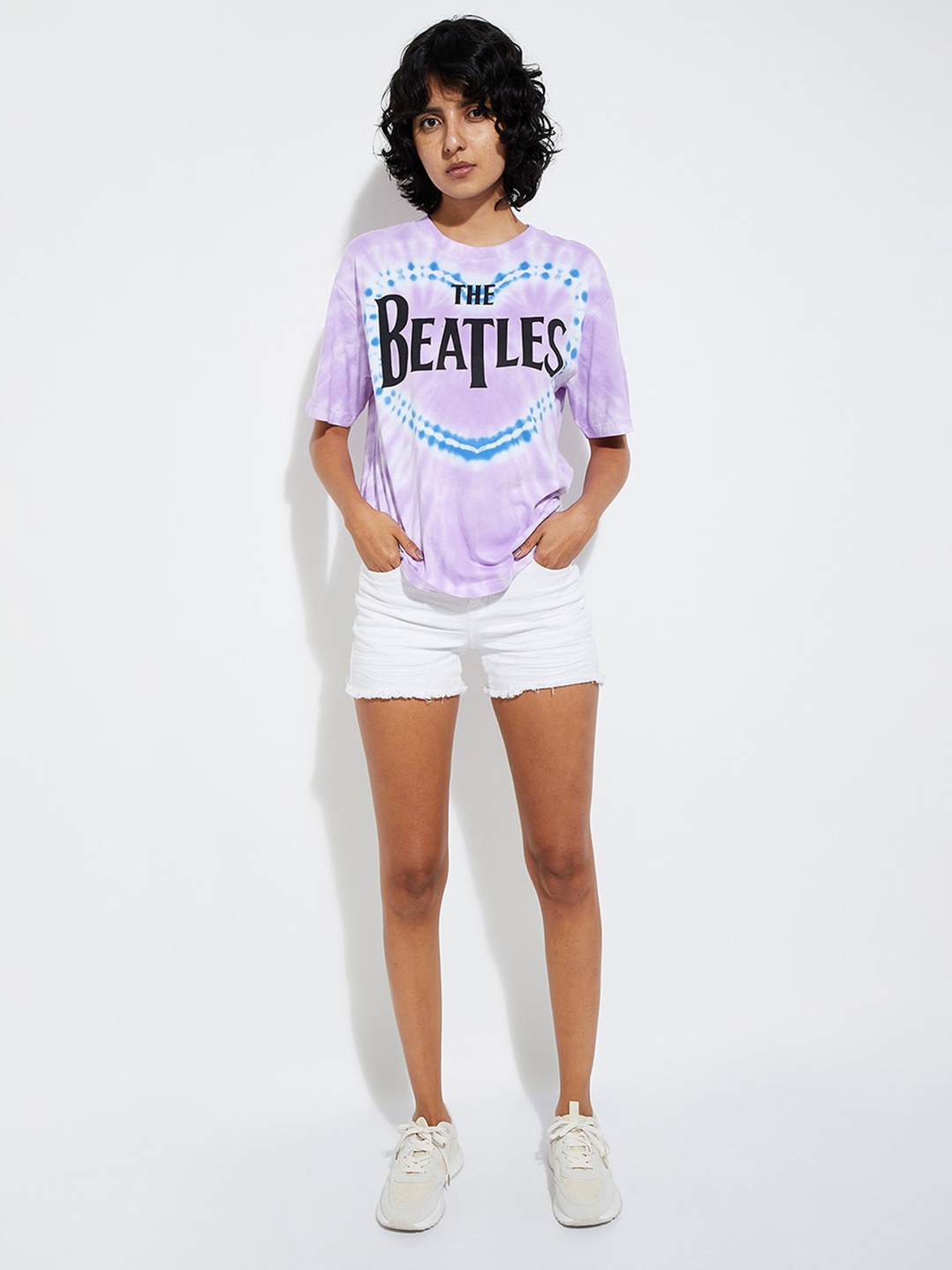 

max URB_N Women Typography Printed Pockets T-shirt, Purple