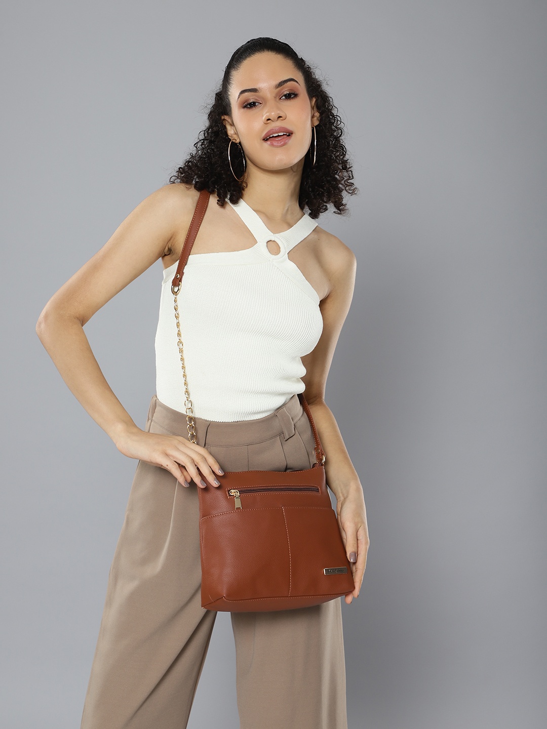 

Mast & Harbour Structured Sling Bag, Tan