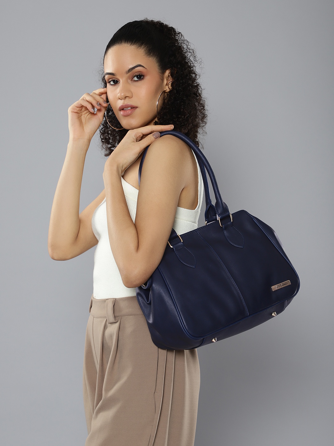 

Mast & Harbour Structured Shoulder Bag, Navy blue