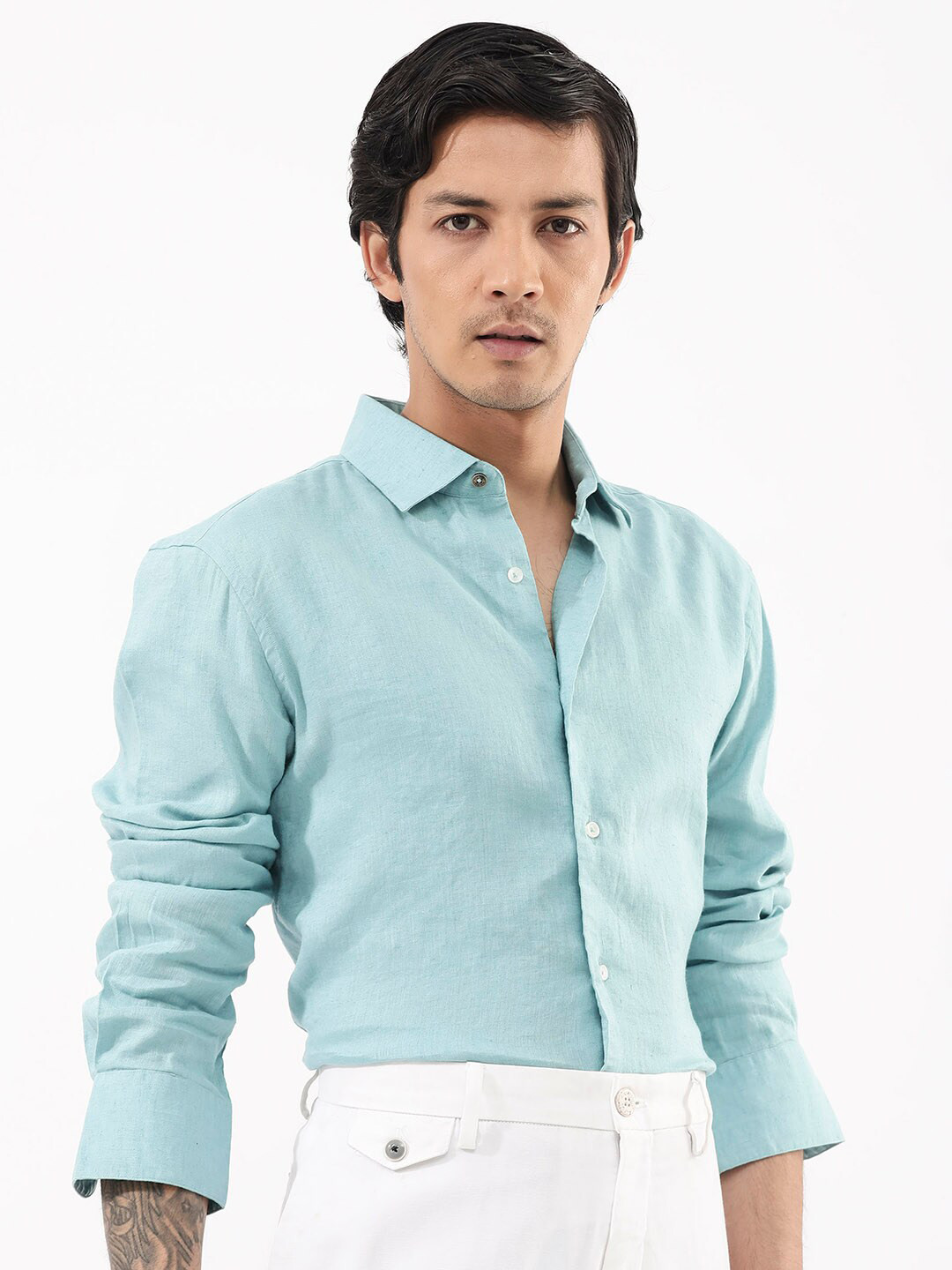 

RARE RABBIT Men Linex-1 Regular Fit Classic Boxy Opaque Shirt, Blue