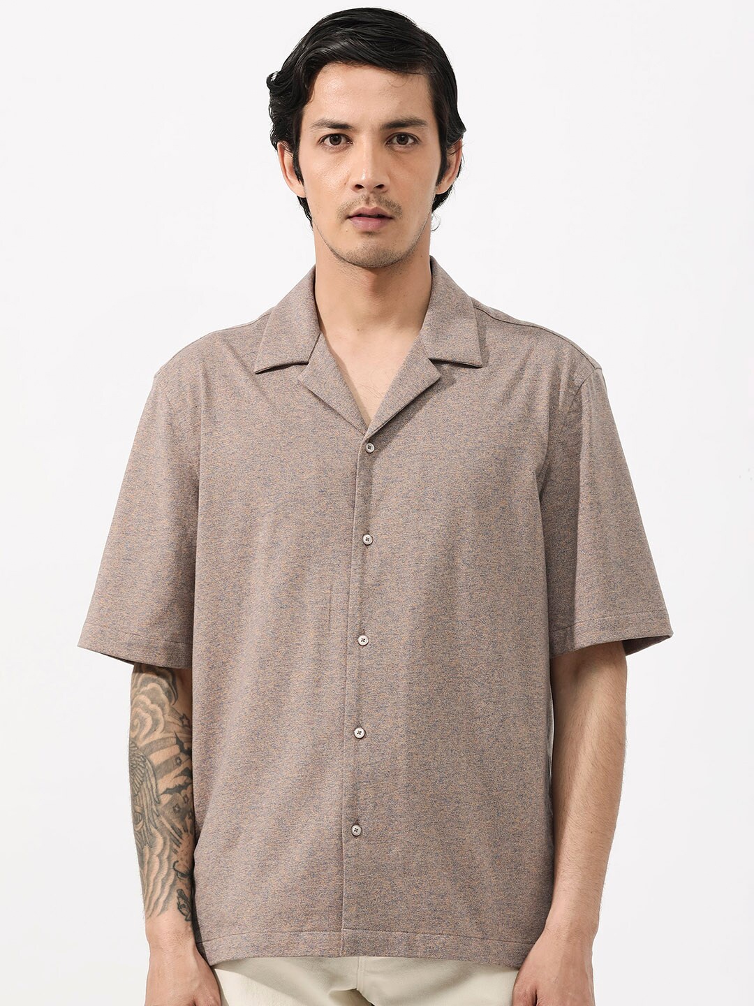 

RARE RABBIT Men Mirajo Classic Boxy Opaque Shirt, Orange