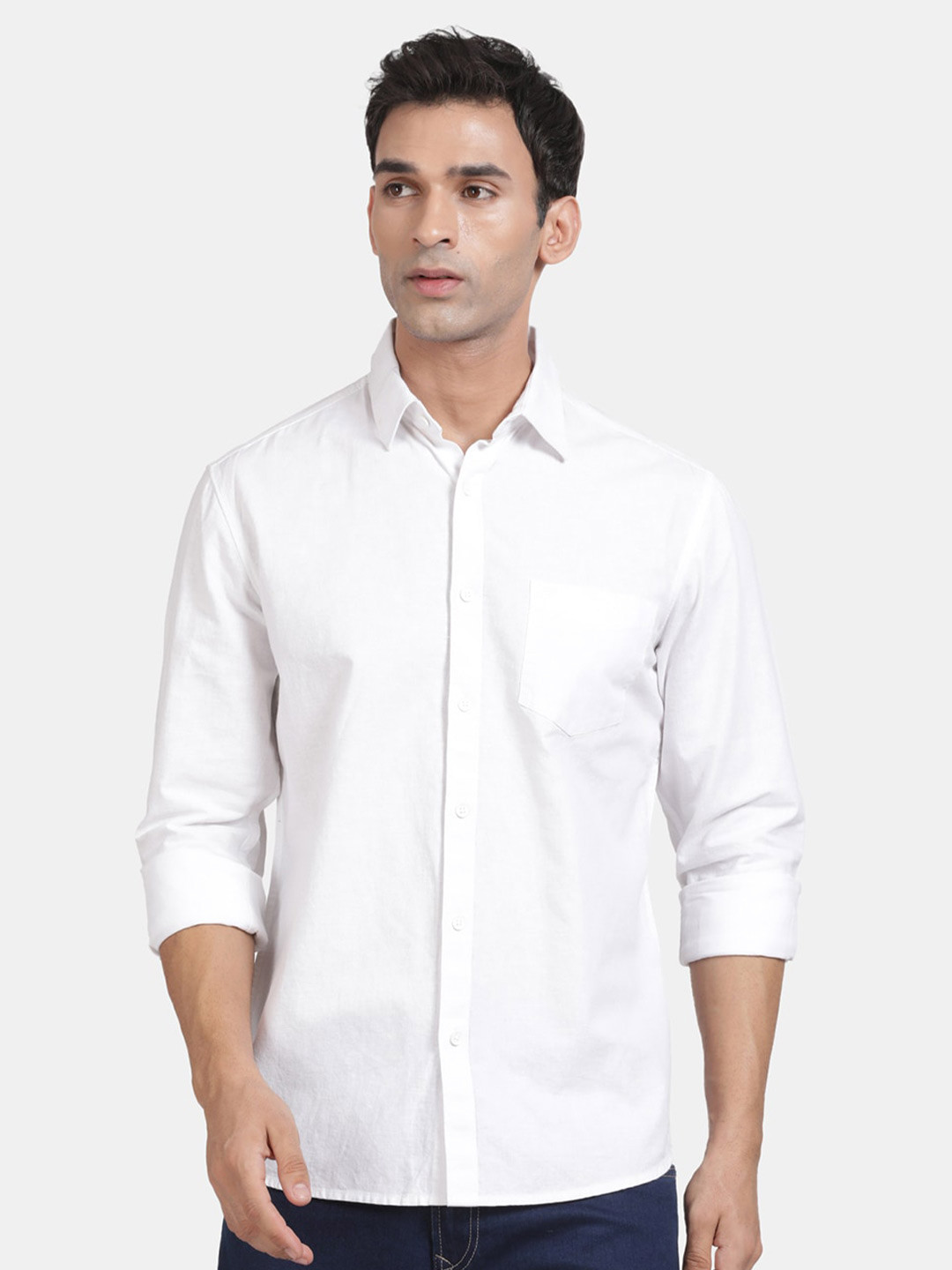 

t-base Men Opaque Casual Shirt, White