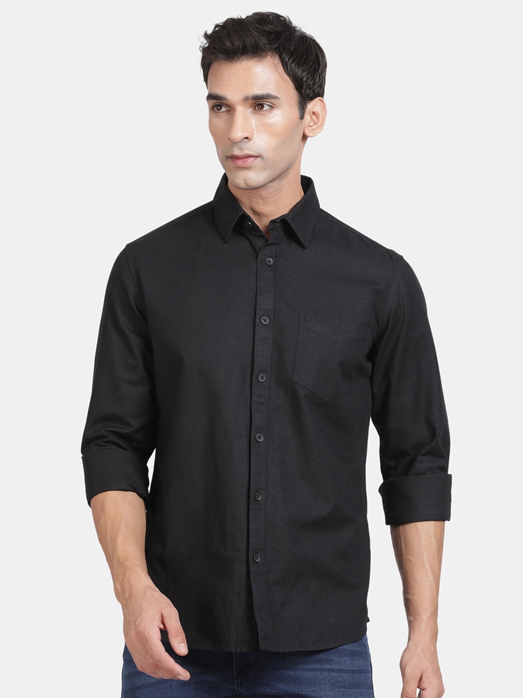 

t-base Men Opaque Casual Shirt, Black