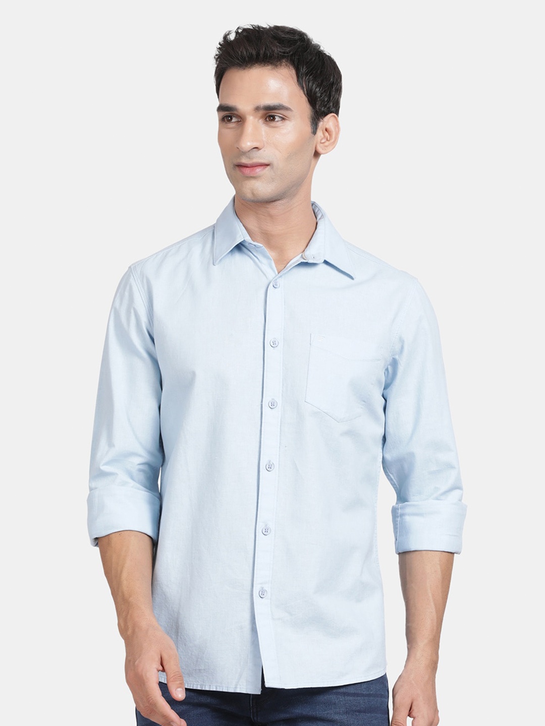 

t-base Men Opaque Casual Shirt, Blue