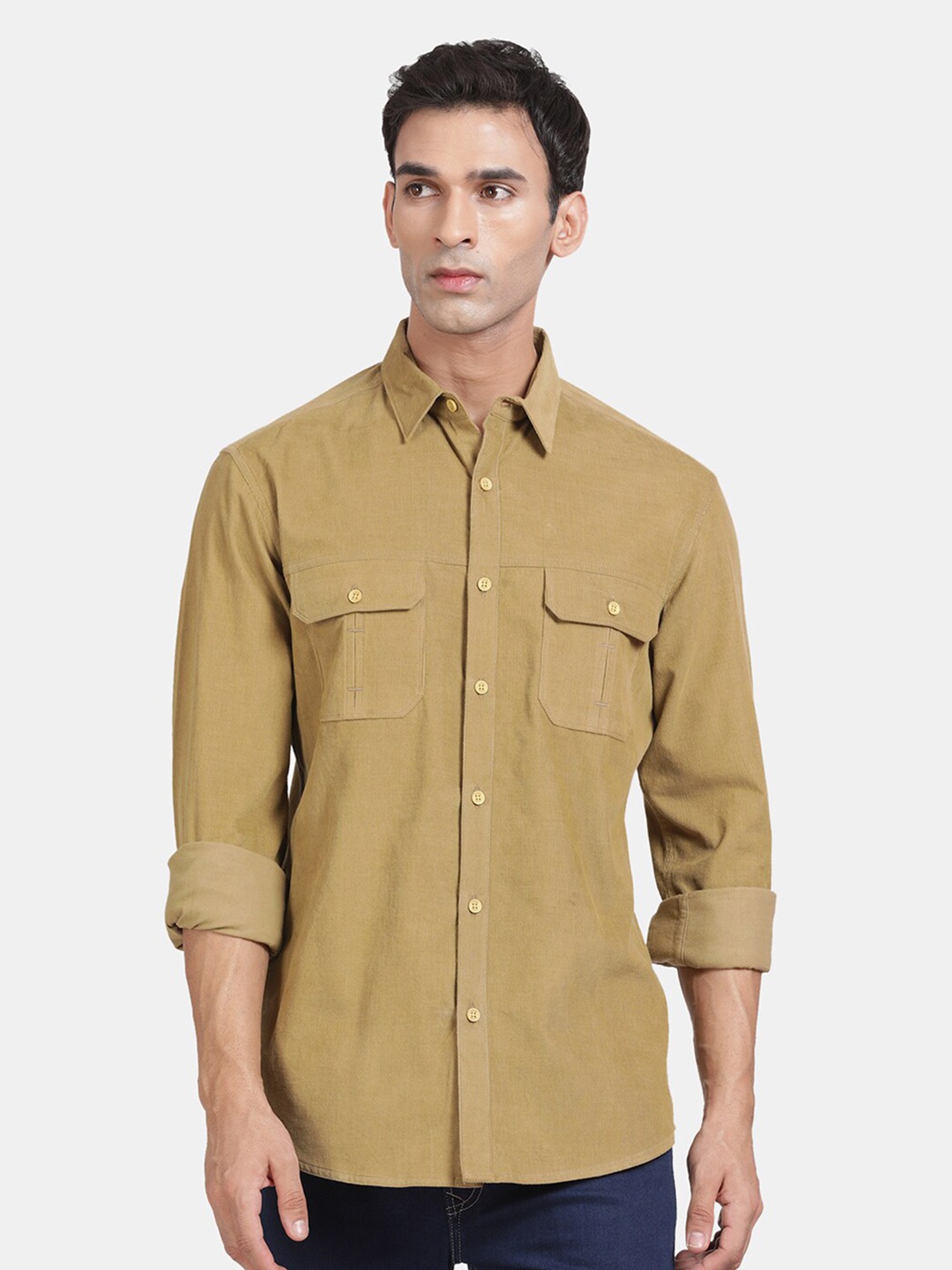 

t-base Men Opaque Casual Shirt, Yellow