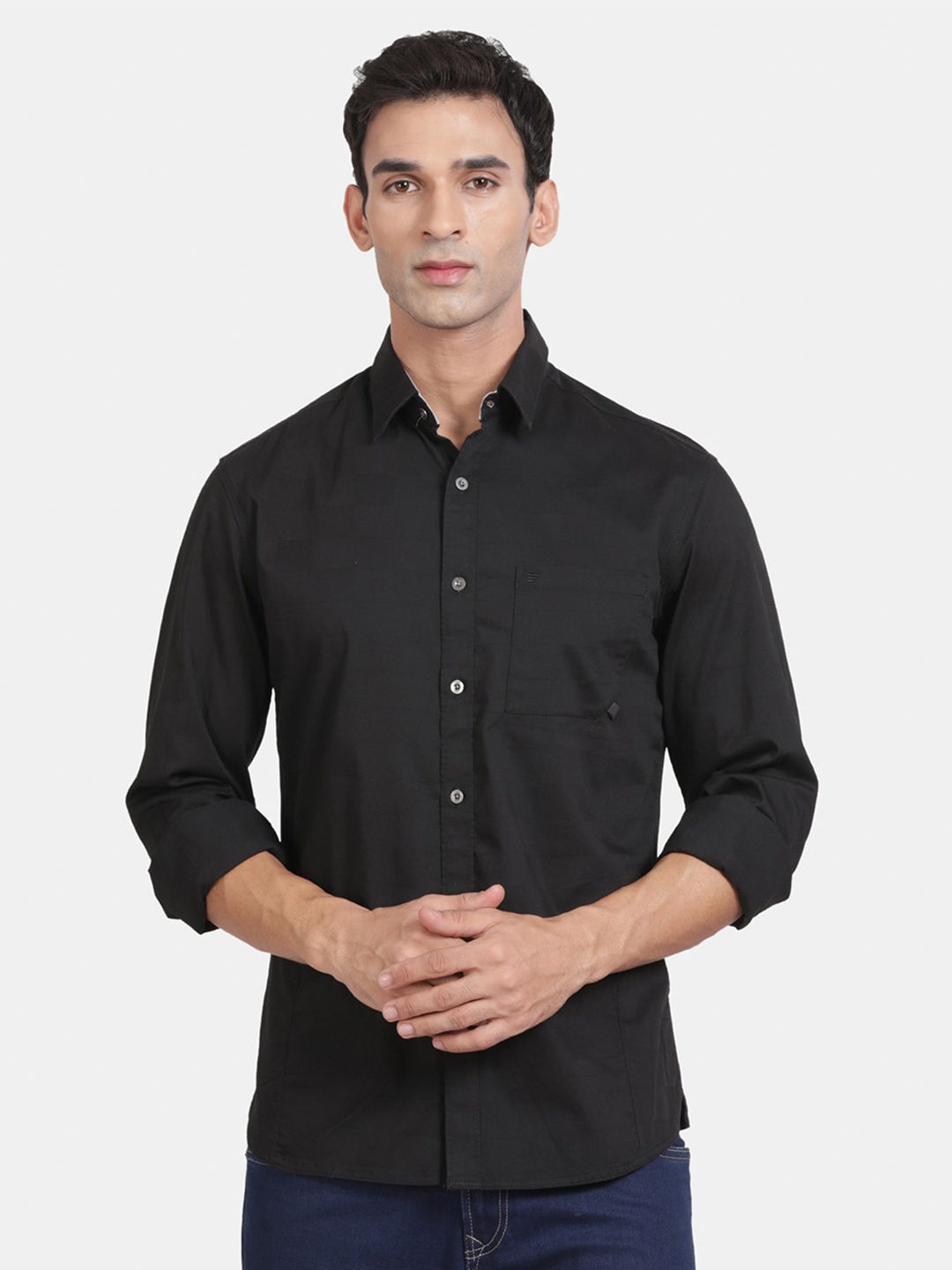 

t-base Men Opaque Casual Shirt, Black