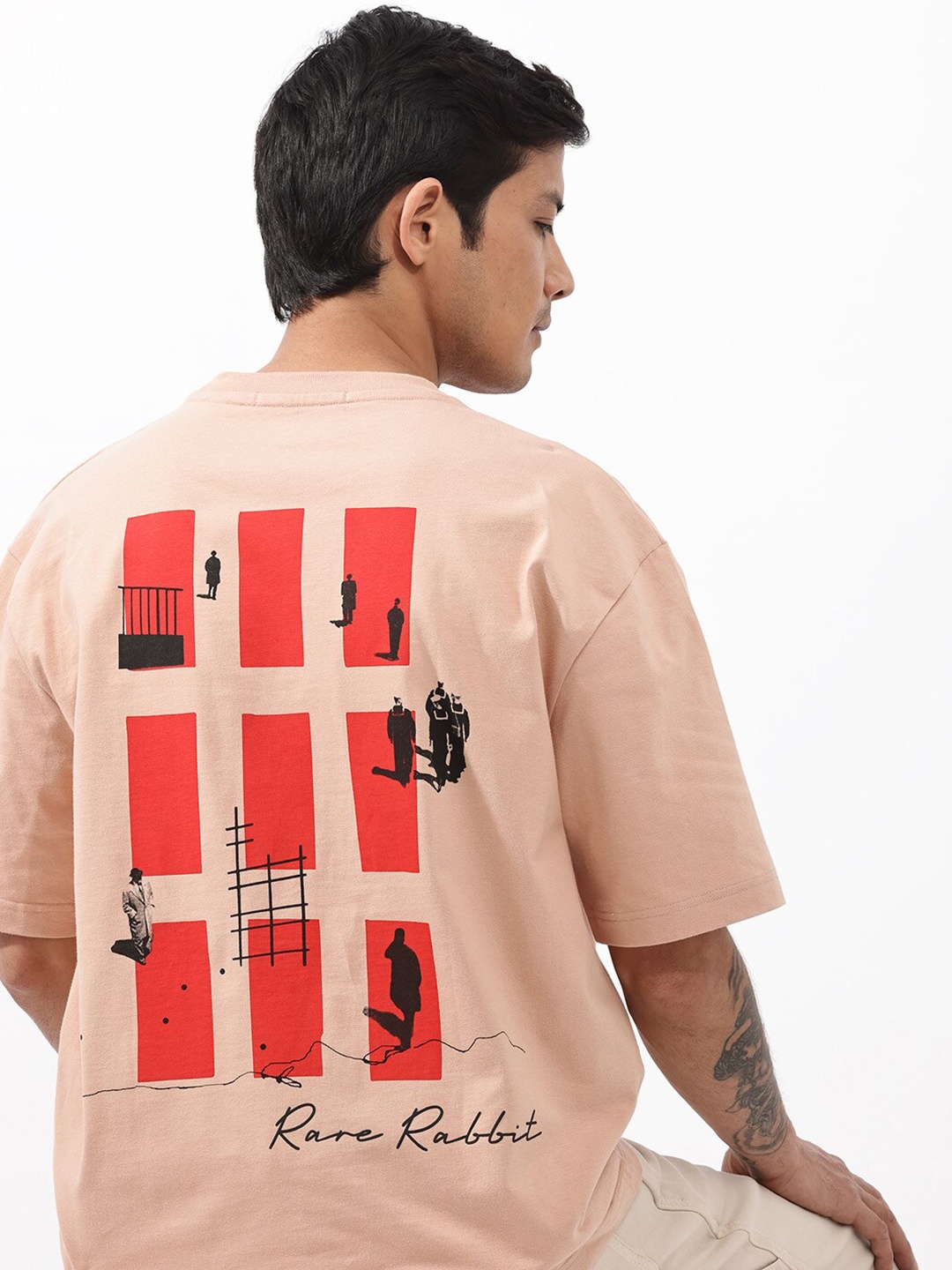 

RARE RABBIT Men Vern Oversized T-Shirt, Orange