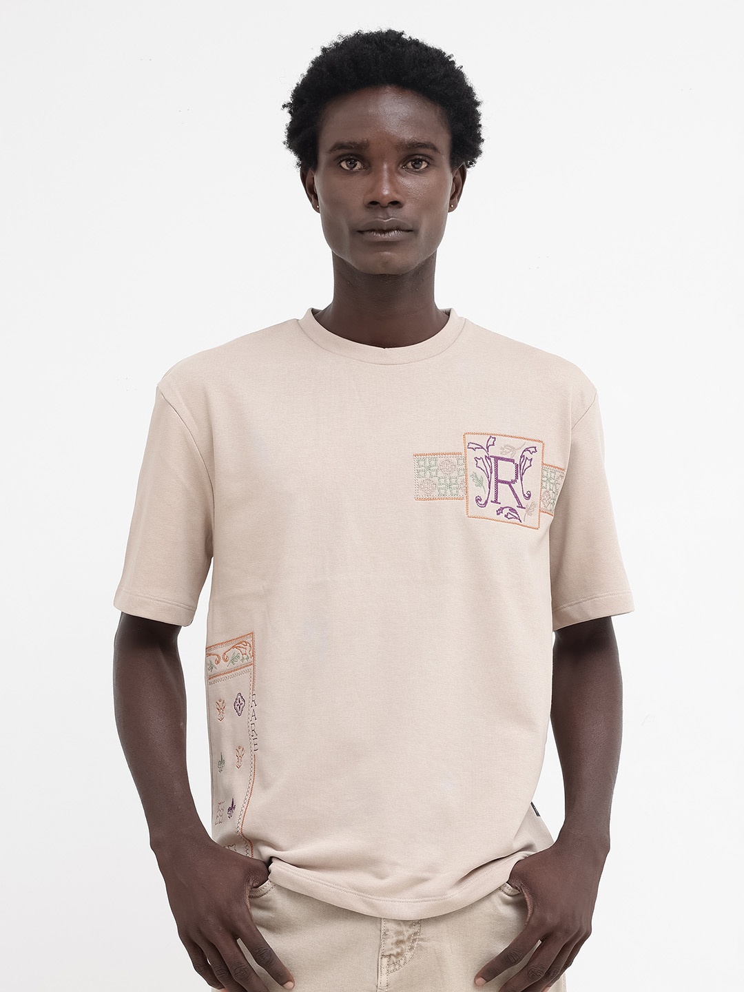 

RARE RABBIT Men Myro Oversized T-Shirt, Beige