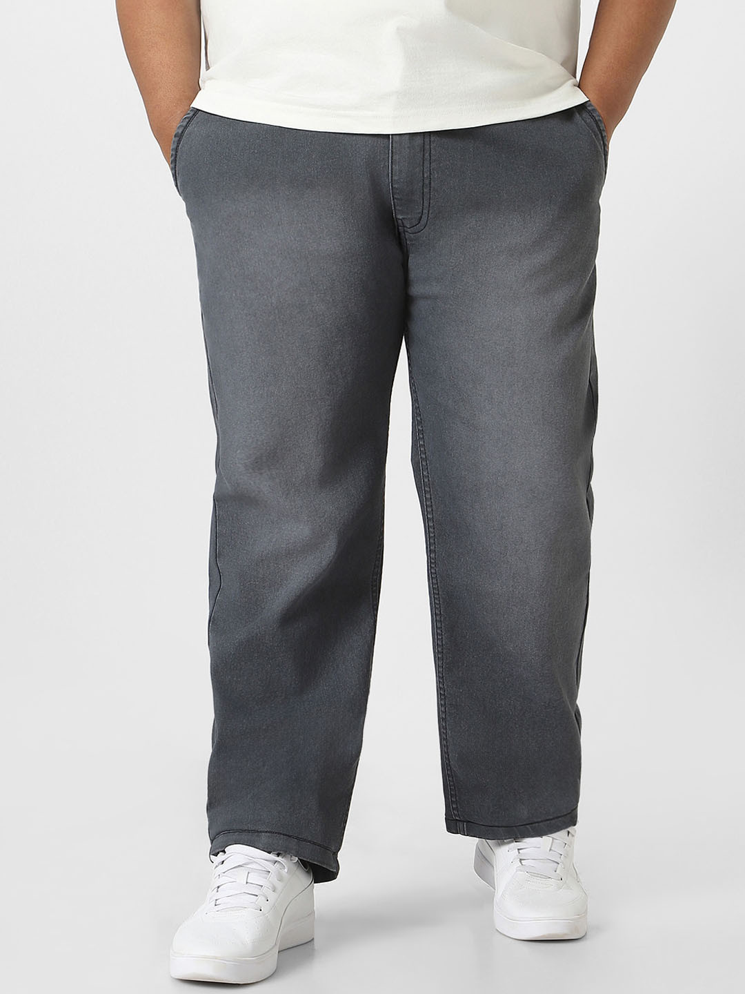 

Urbano Plus Men Regular Fit Washed Stretchable Jeans, Grey