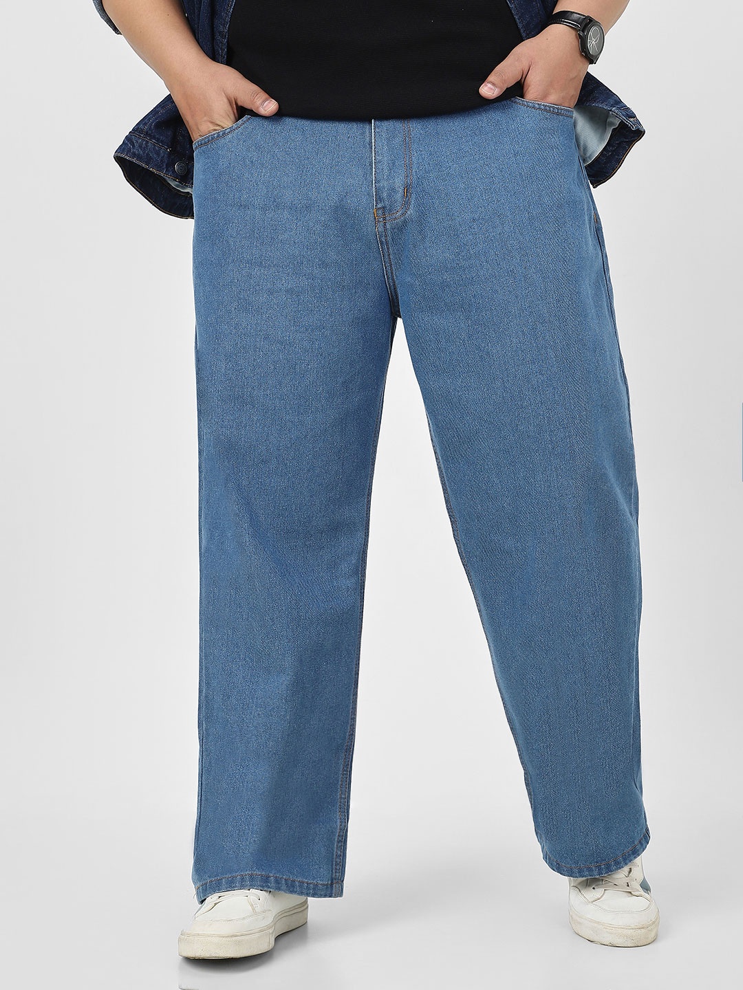 

Urbano Plus Men Loose Fit Washed Non-Stretchable Jeans, Blue