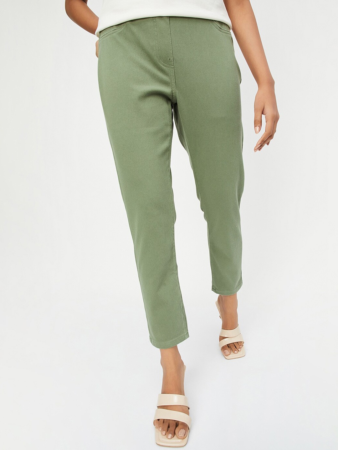

max Women Trousers, Olive