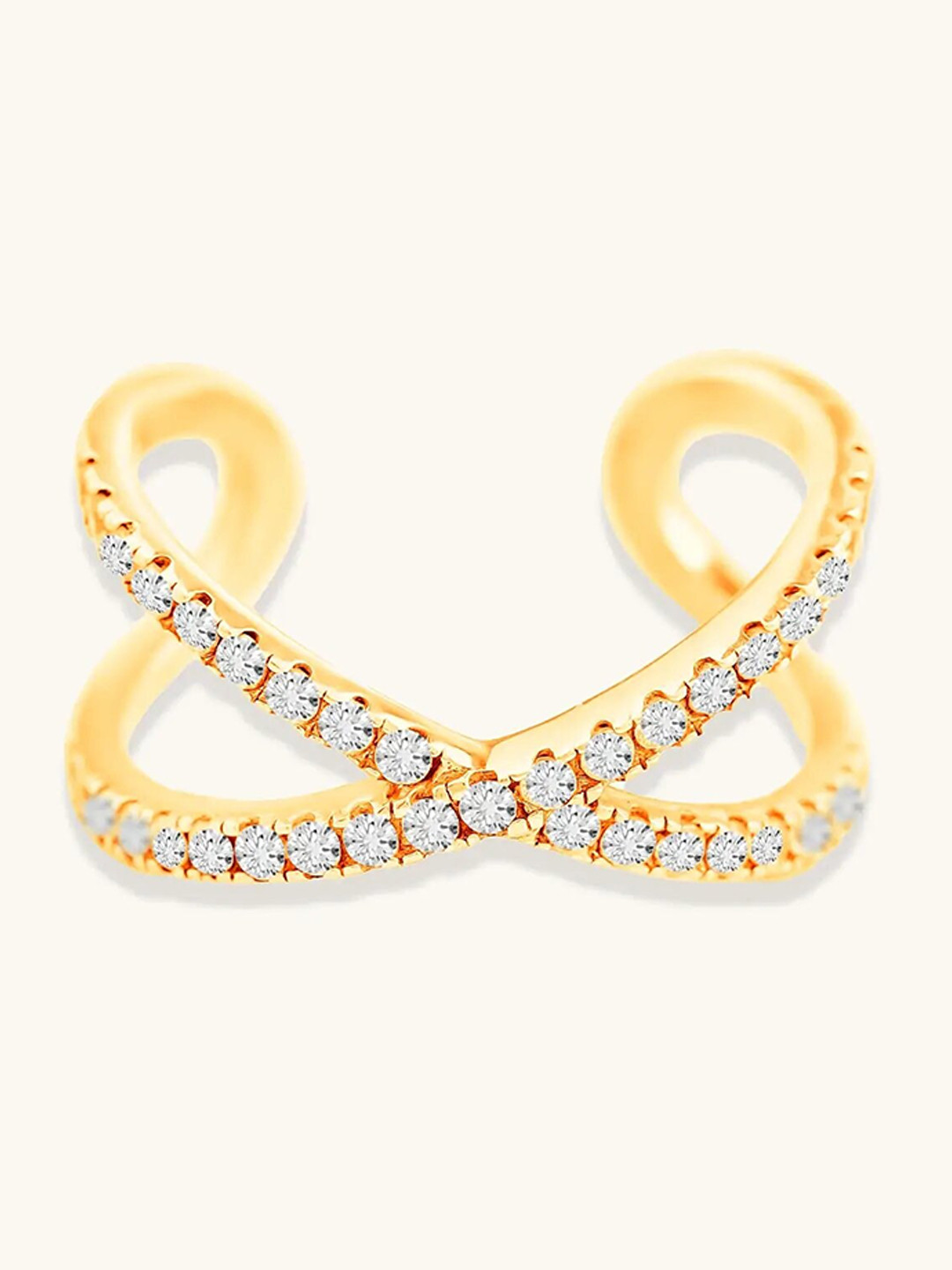 

Mabel 92.5 Sterling Silver Gold-Plated Cubic Zirconia Stone Studded Adjustable Ring