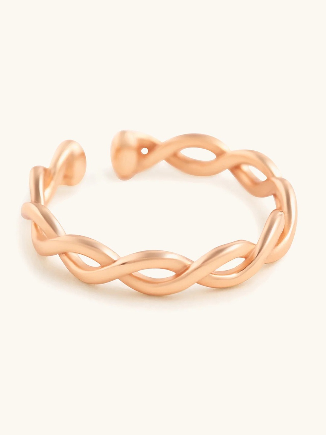 

Mabel 925 Sterling Silver Rose Gold Plated Braid Adjustable Band Ring