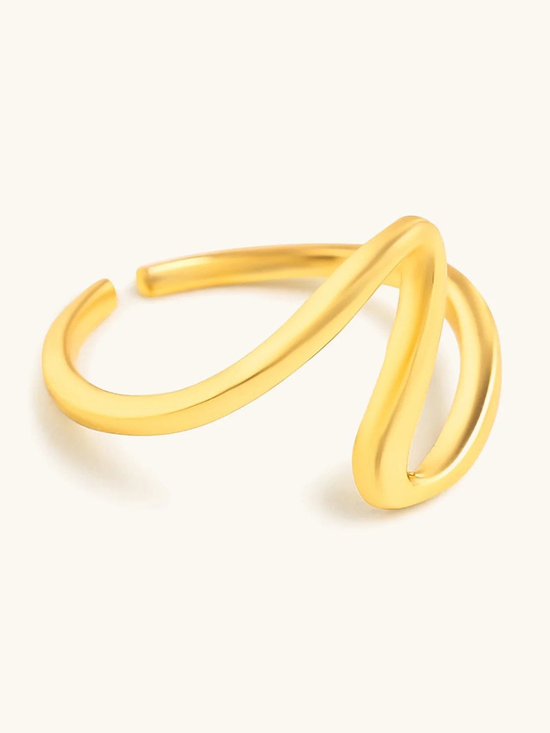 

Mabel 925 Sterling Silver 18 Karat Gold Plated Wave Adjustable Ring