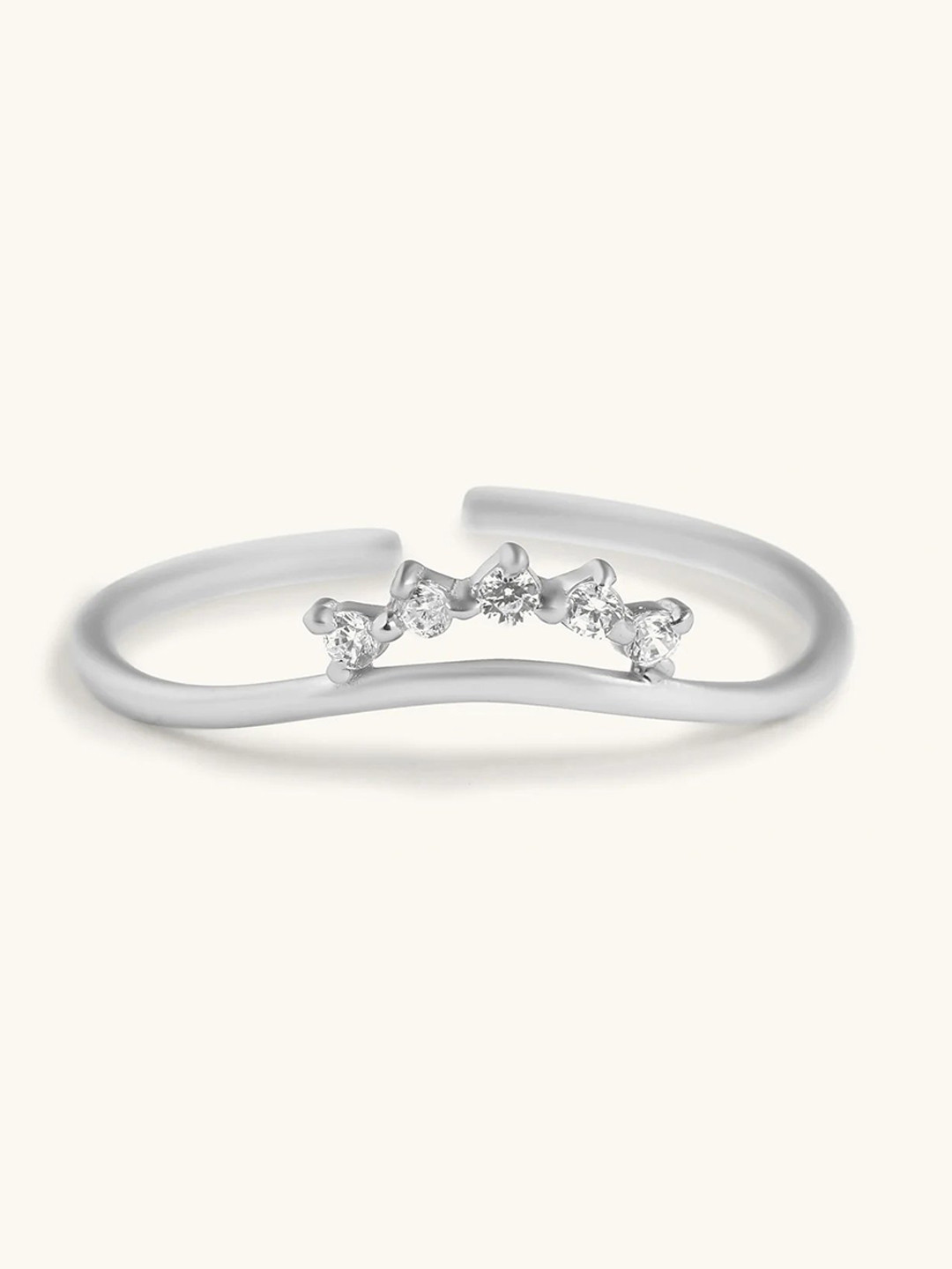 

Mabel 925 Sterling Silver Rhodium Plated Curved Adjustable Band Ring