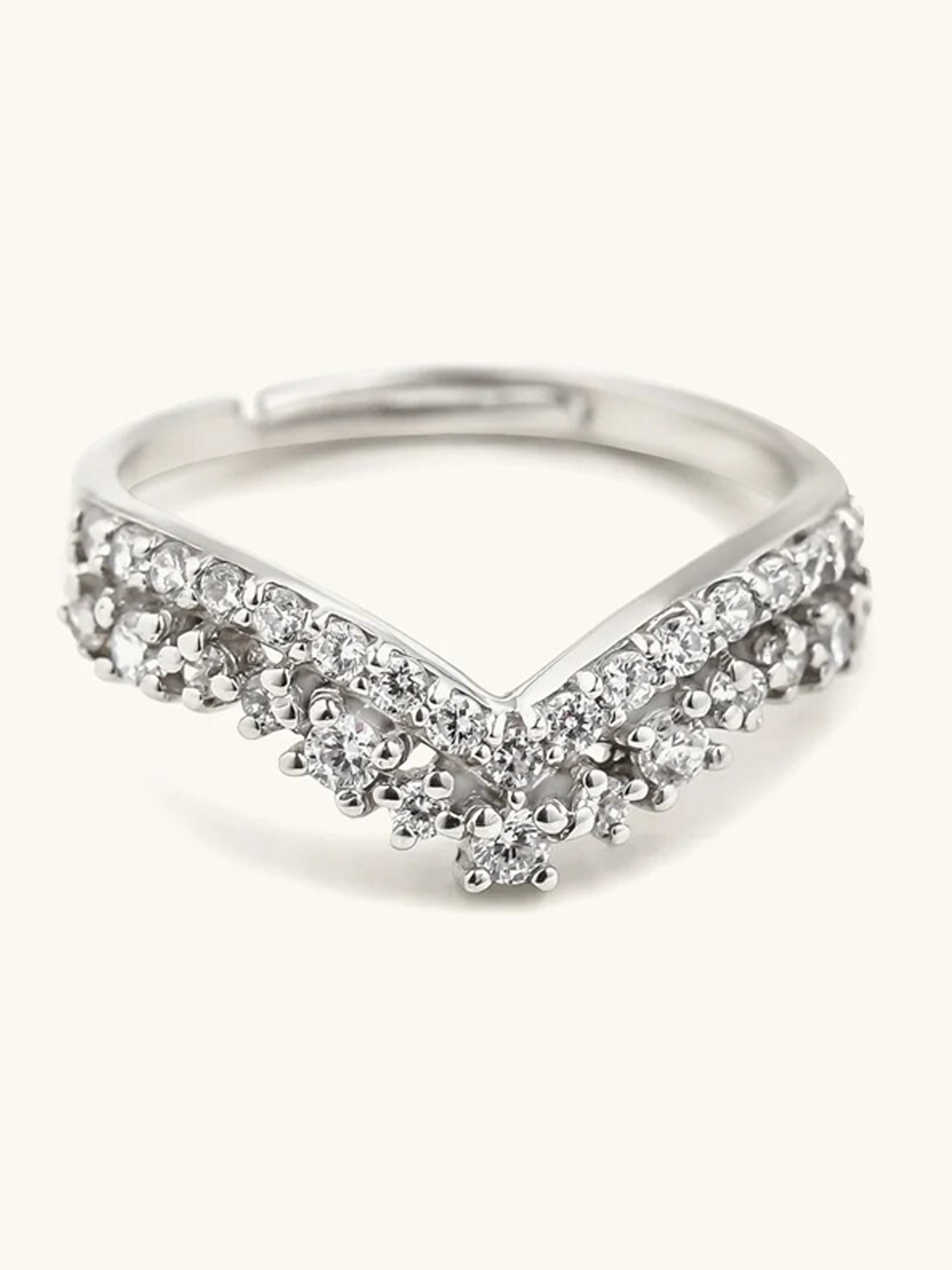 

Mabel 925 Sterling Silver Rhodium Plated Tiara Adjustable Ring