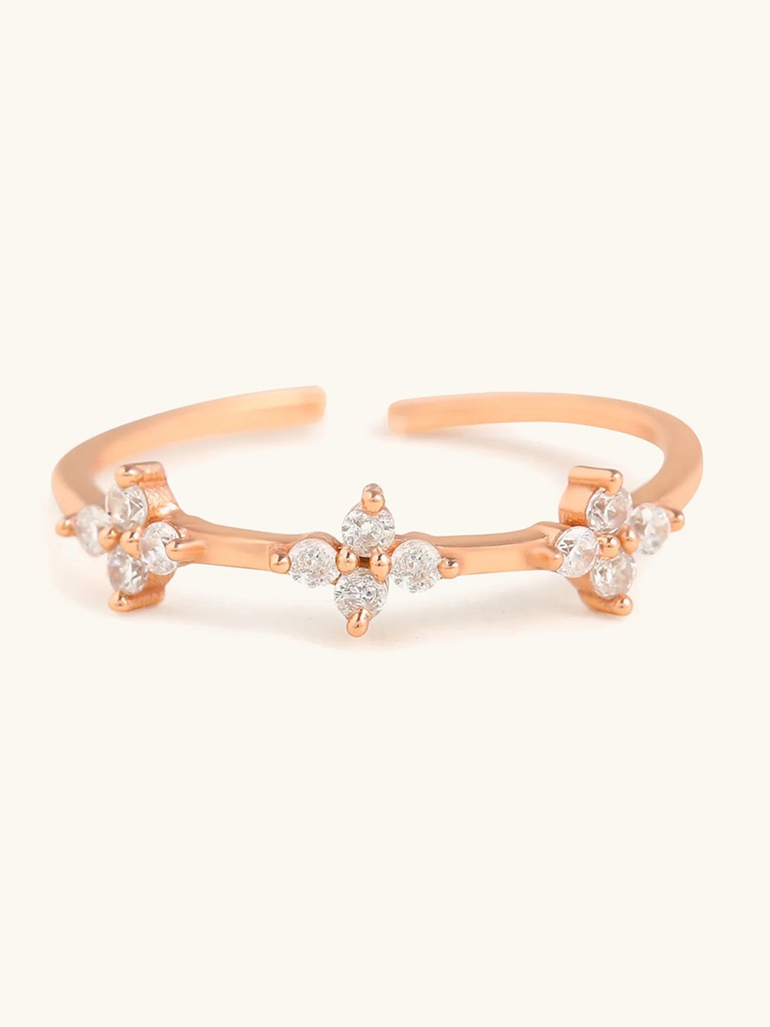

Mabel 925 Sterling Silver Rose Gold Plated Dainty Flower Adjustable Ring