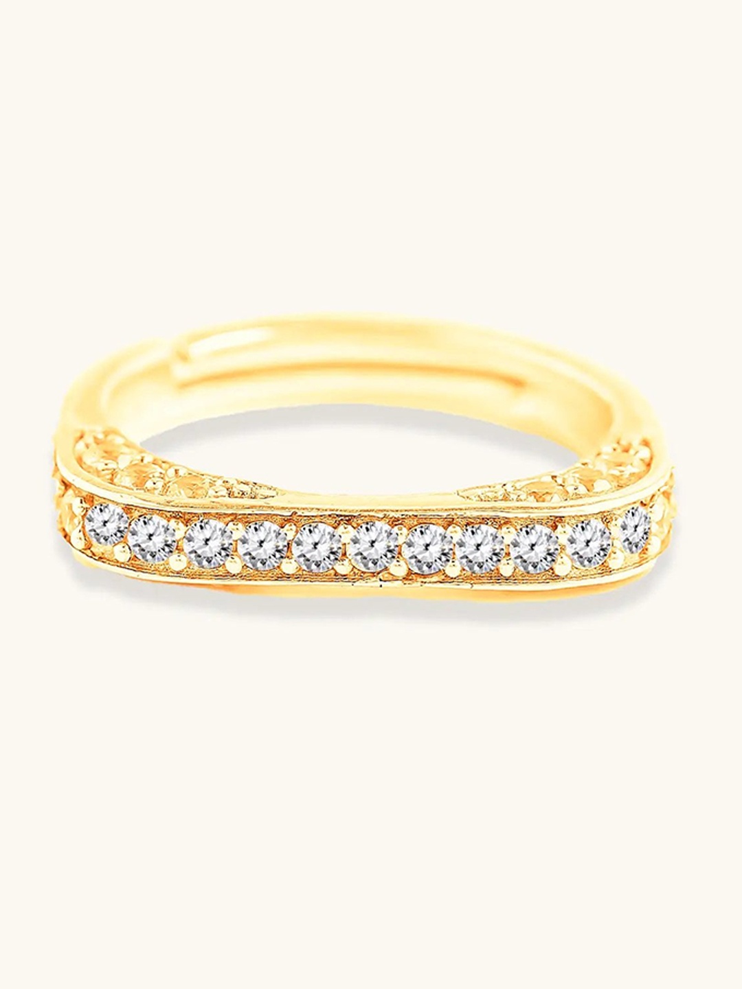 

Mabel 925 Sterling Silver 18 Karat Gold Plated Square Pave Adjustable Band Ring